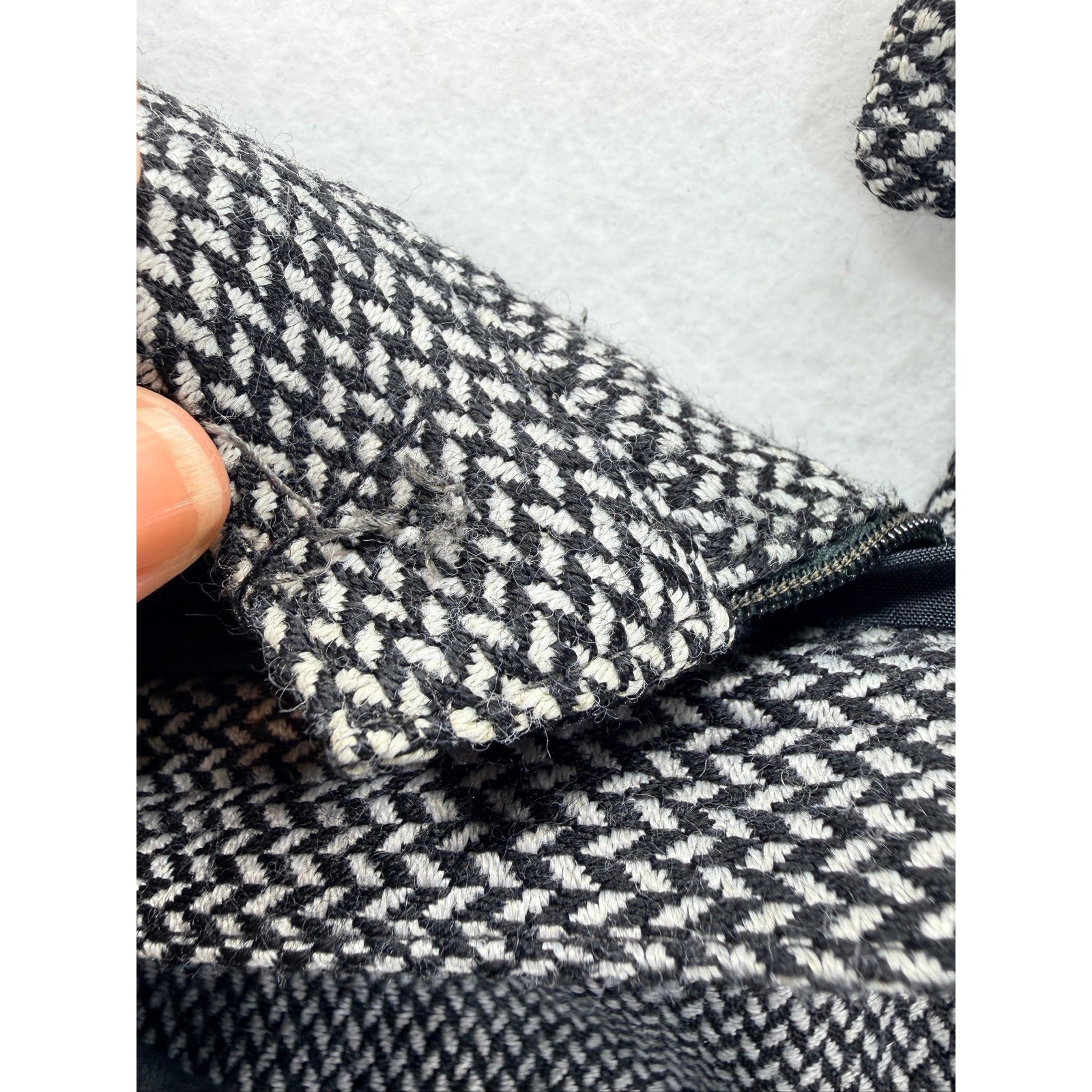 Vintage Emily 2 Piece Skirt Suit Black White Textured Set Unknown Size