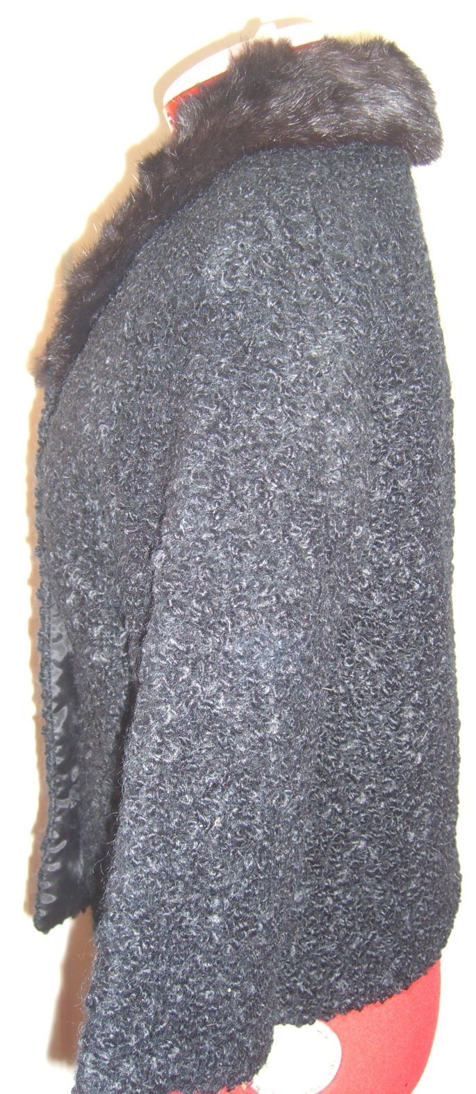 BLACK PERSIAN LAMB Vintage 50’s Shortie Jacket, Size M