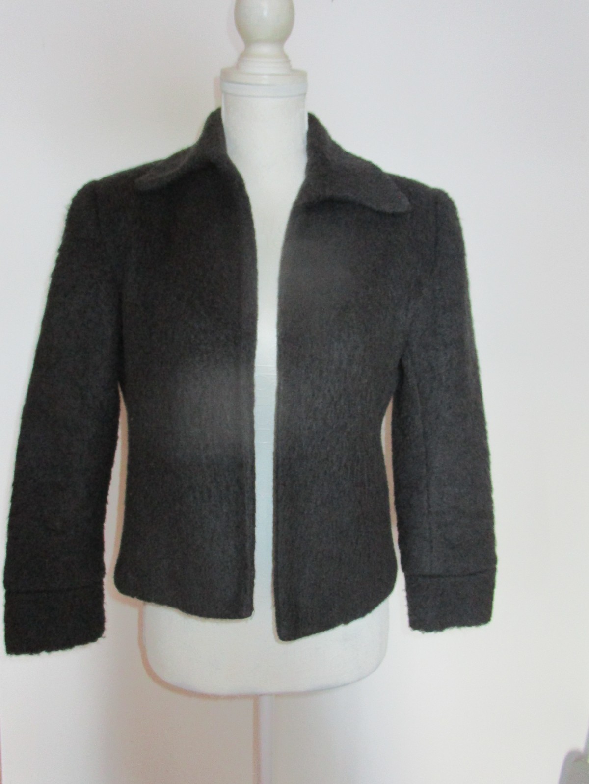 Adolfo Studio Petite Plush Cropped Wool Blend Lined Blazer Jacket Size 4P