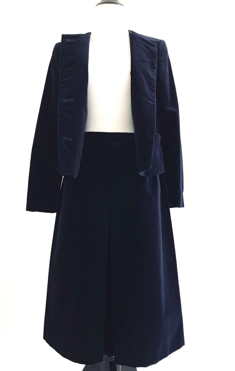 The Scotch House Crewneck Velour Skirt Sets Womens Size 4 Blue Button Up Blazer