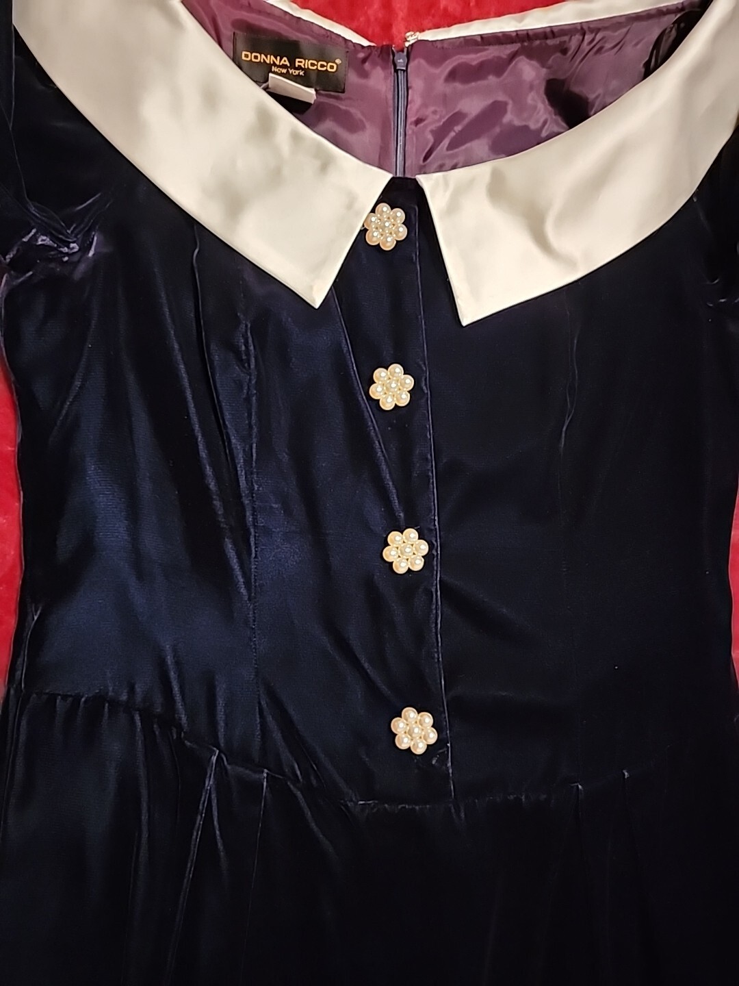 Vintage Black Velvet DONNA RICCO NEW YORK DRESS Size 14 Made In The USA