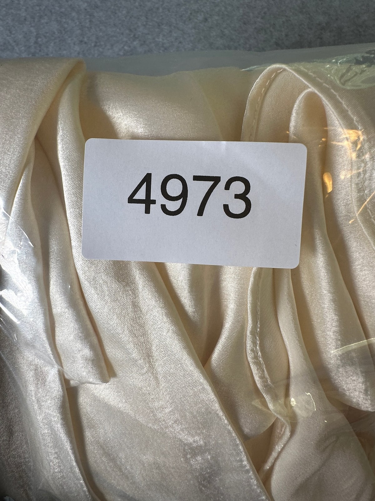 Vintage Mae Dear Paris NY Ivory Cream Satin Slip Maxi Dress Size P Petite ILGWU