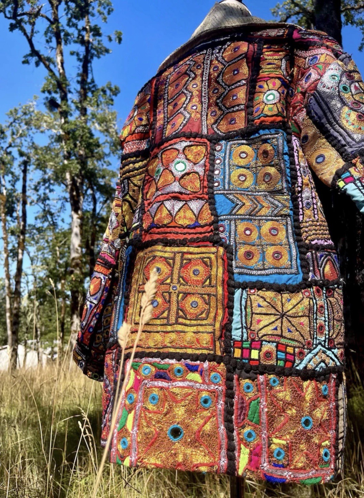 Banjara Indian Patchwork Mirrorwork Silk Colorful Rock n Roll Festival Jacket