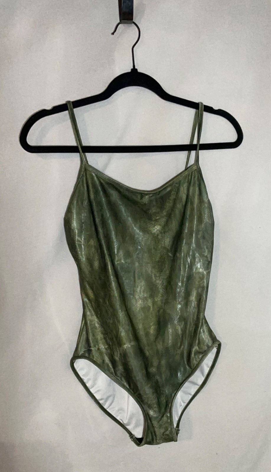 Cazimi vintage Green snakeskin pattern underwire 8D rare modest one piece swimsu
