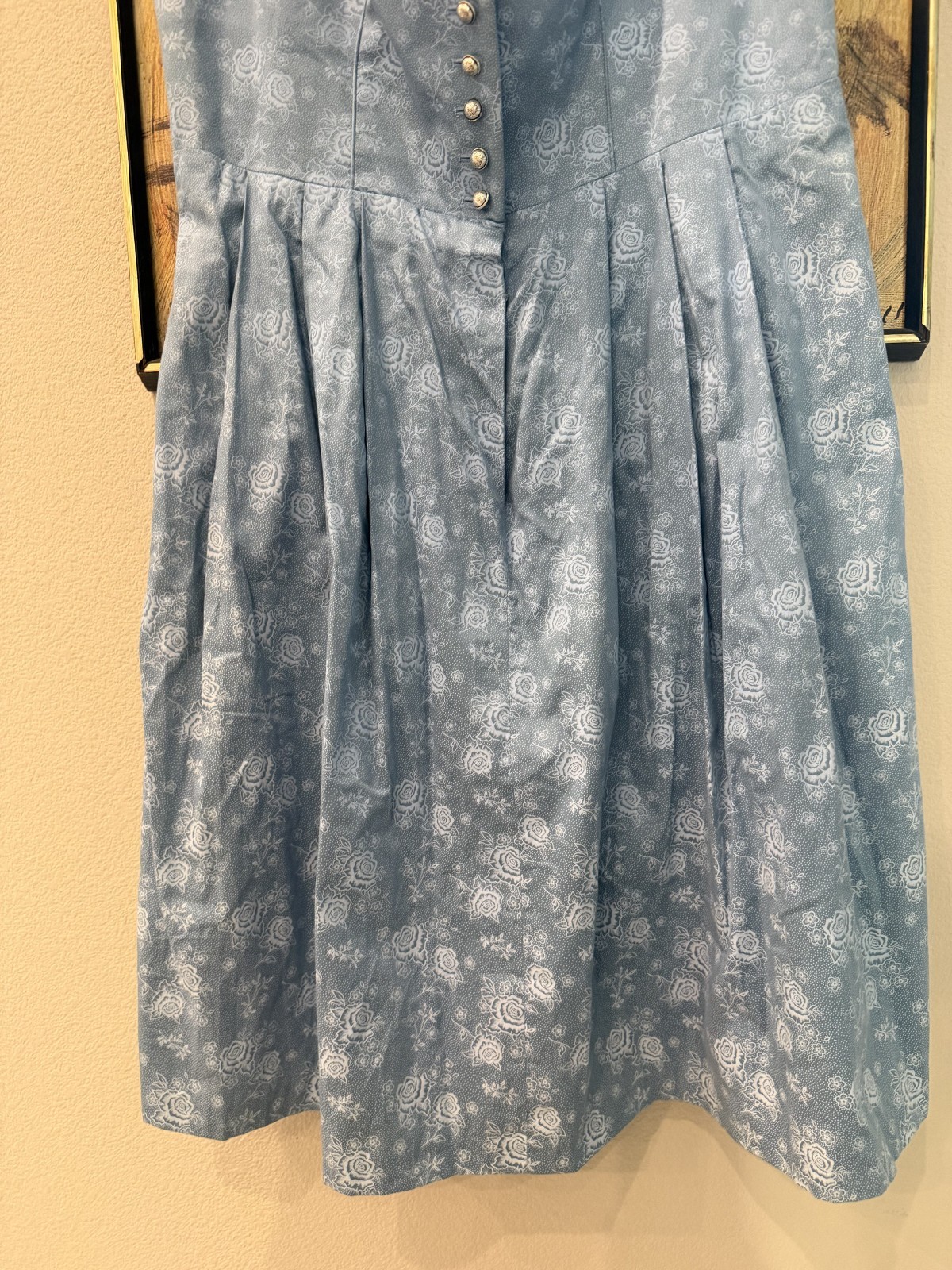Vintage Angermaier Wenger Austrian Dirndl Dress Blue Floral Cotton Size 48