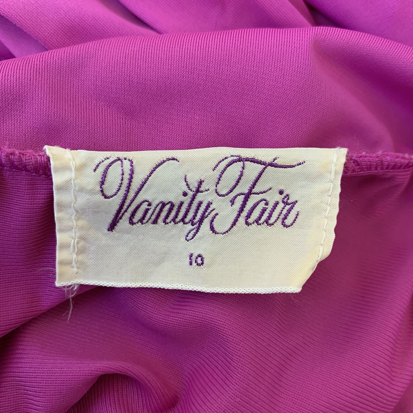 VINTAGE Asian Style Mandarin Nightgown Nylon Purple House Dress Lounge 60s 70s