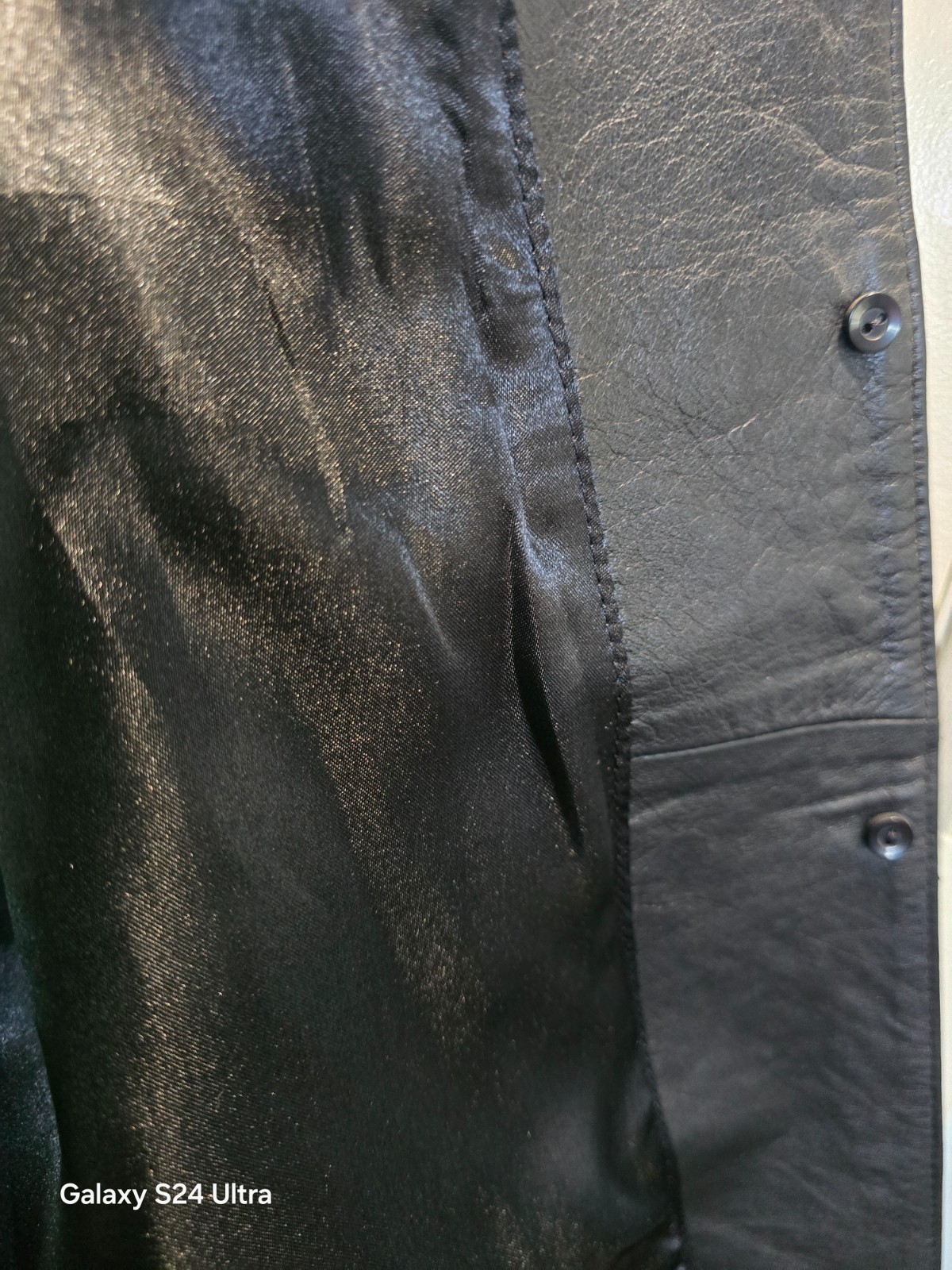 Original MayBe long Black Leather coat as New-Excellent Condition Circa 2005