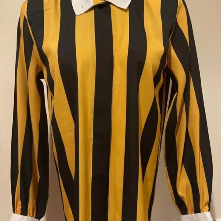 Anne Kline vintage black and yellow strip blouse