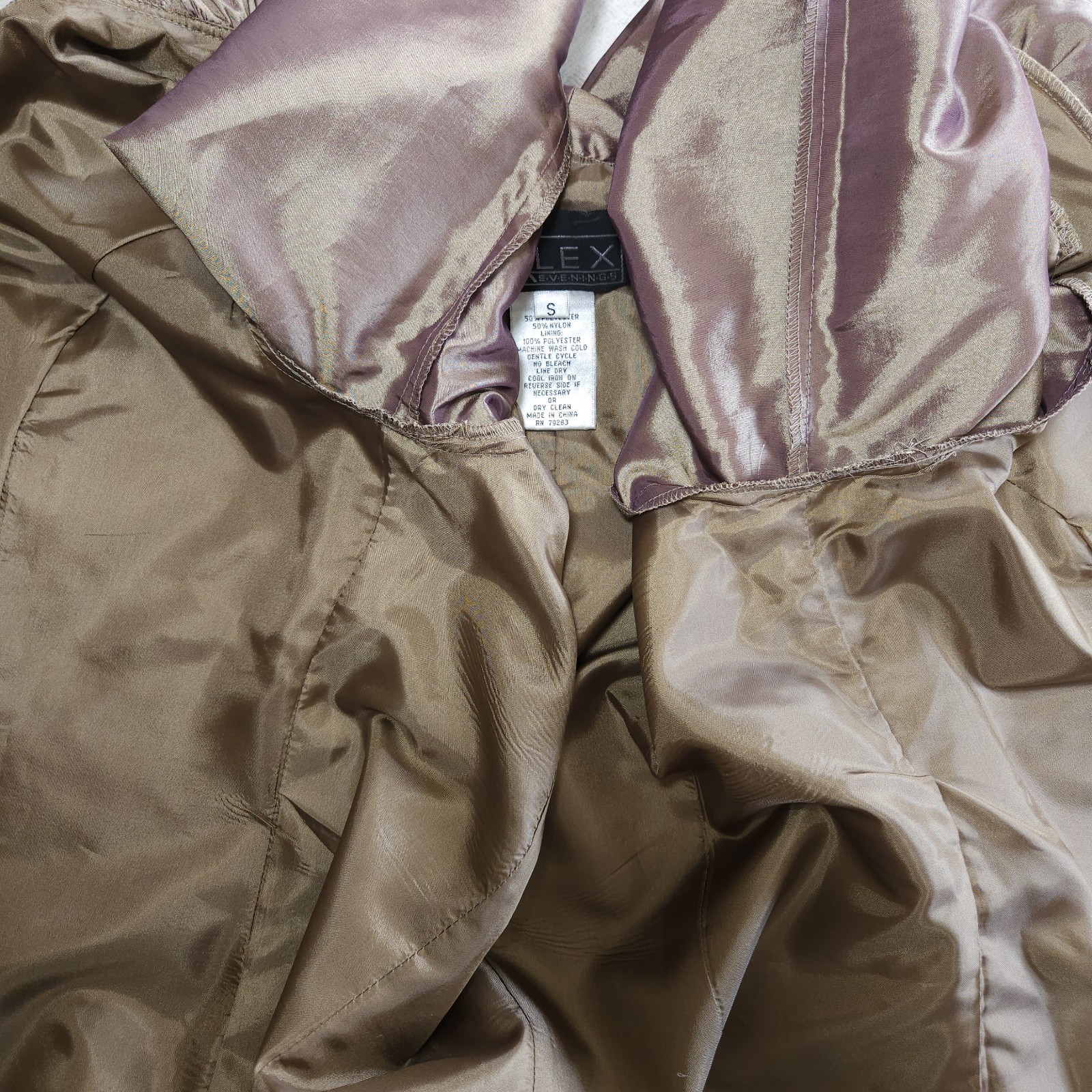 Vintage Alex Evenings Iridescent Taupe Purple Taffeta Wrap Blouse Top Size Small