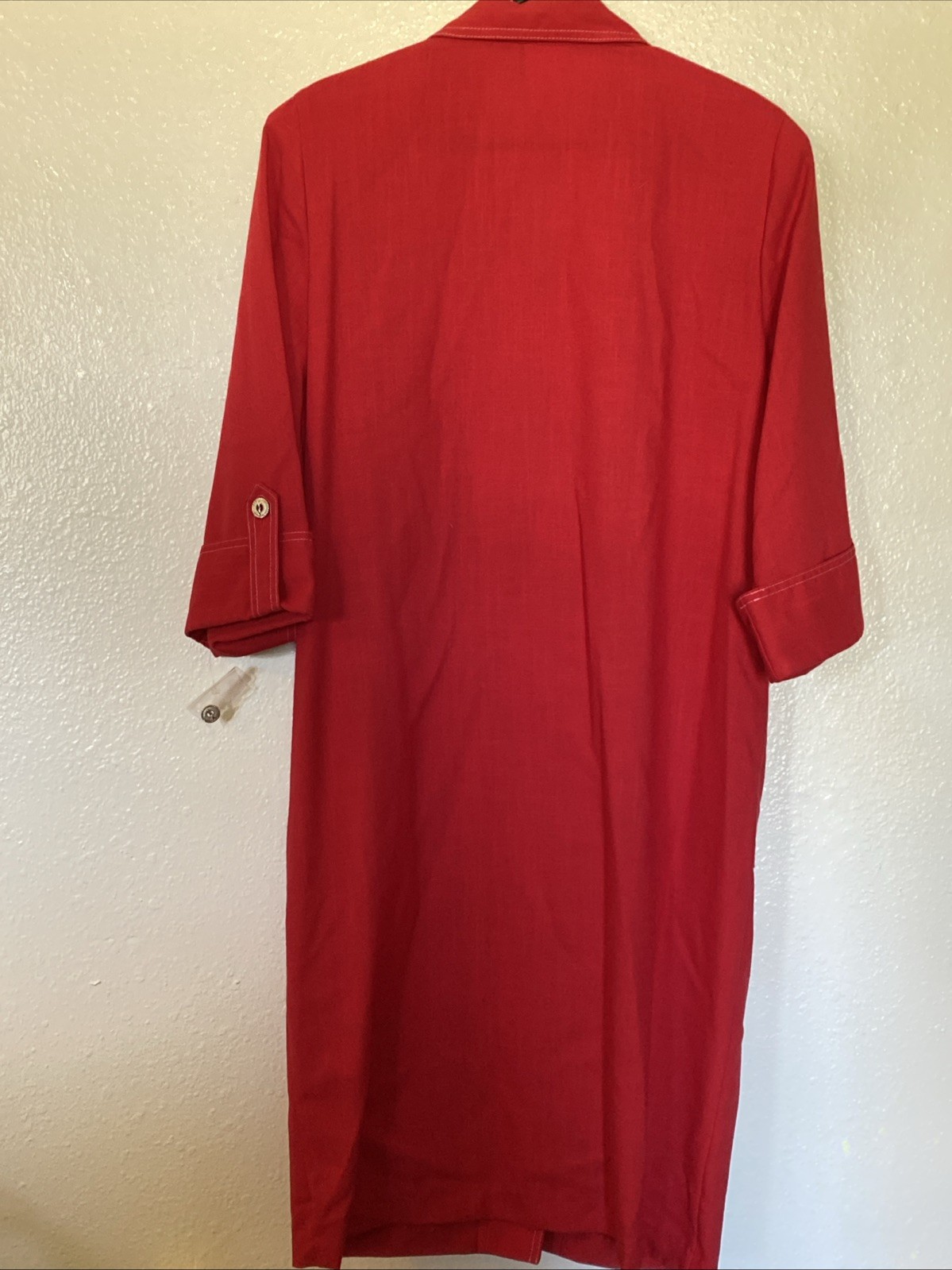 Vintage Serben Size 16 New Red Straight Line Dress Classy Linen Look Made in USA