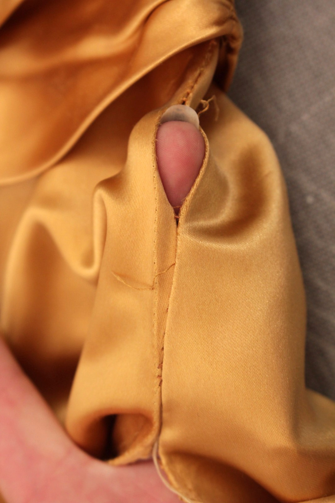 Vtg Women’s 40s Yellow Gold Formal Satin Gown Sz XS/S 1940s Party Prom Dress