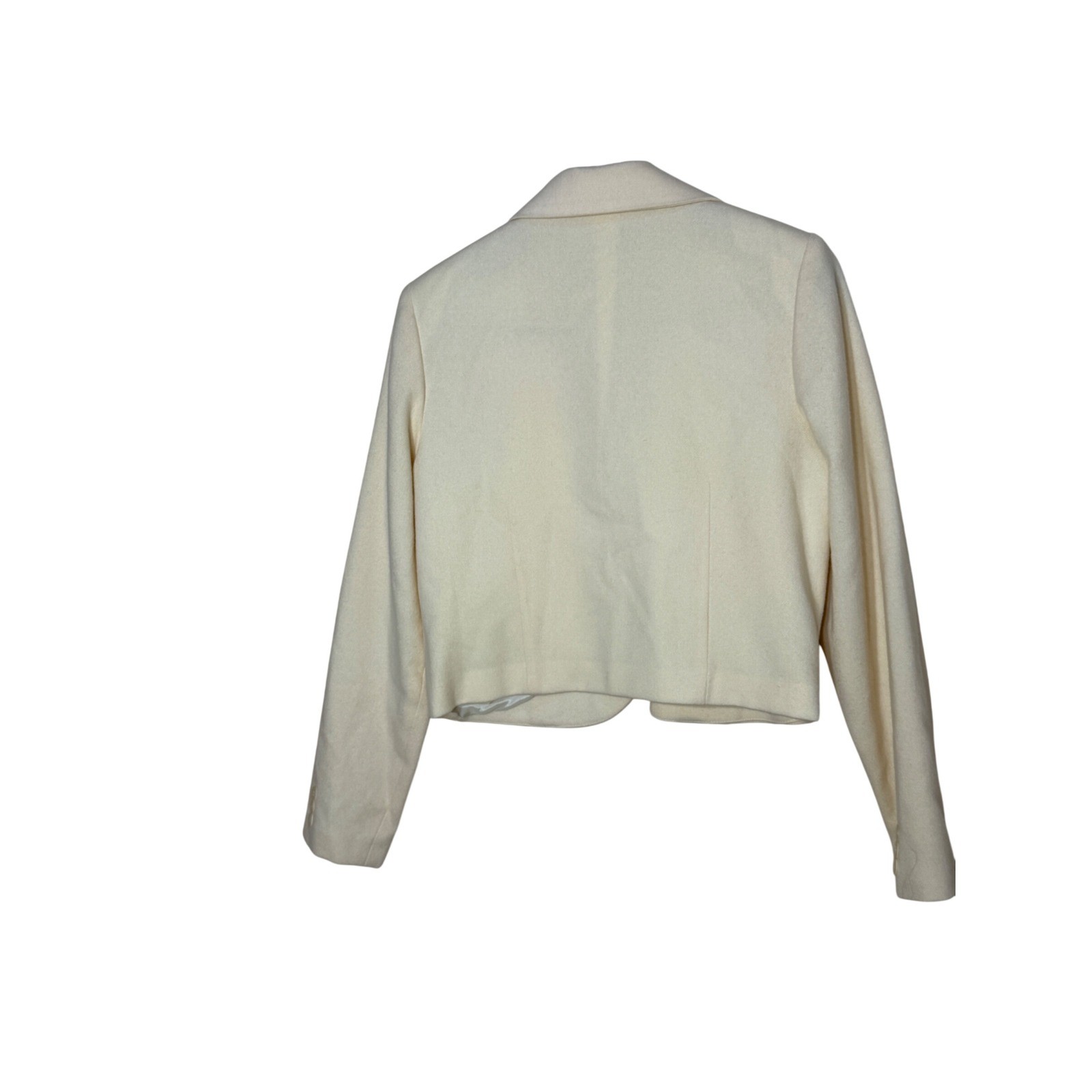 Thats Me Vintage Cream 100% Wool Skirt Suit Set Cropped Blazer Midi Skirt 11/12