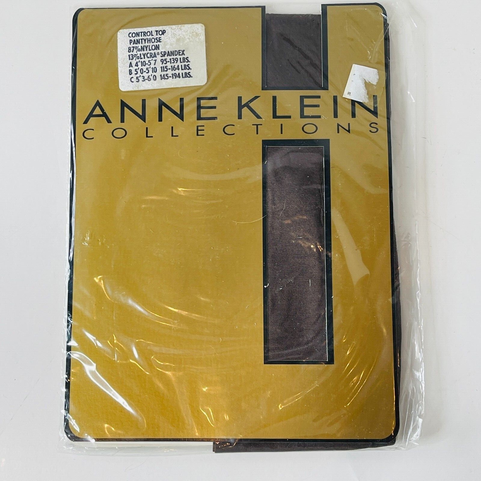 Vintage NOS Anne Klein Pantyhose Control Top Charcoal Size B Lycra Spandex