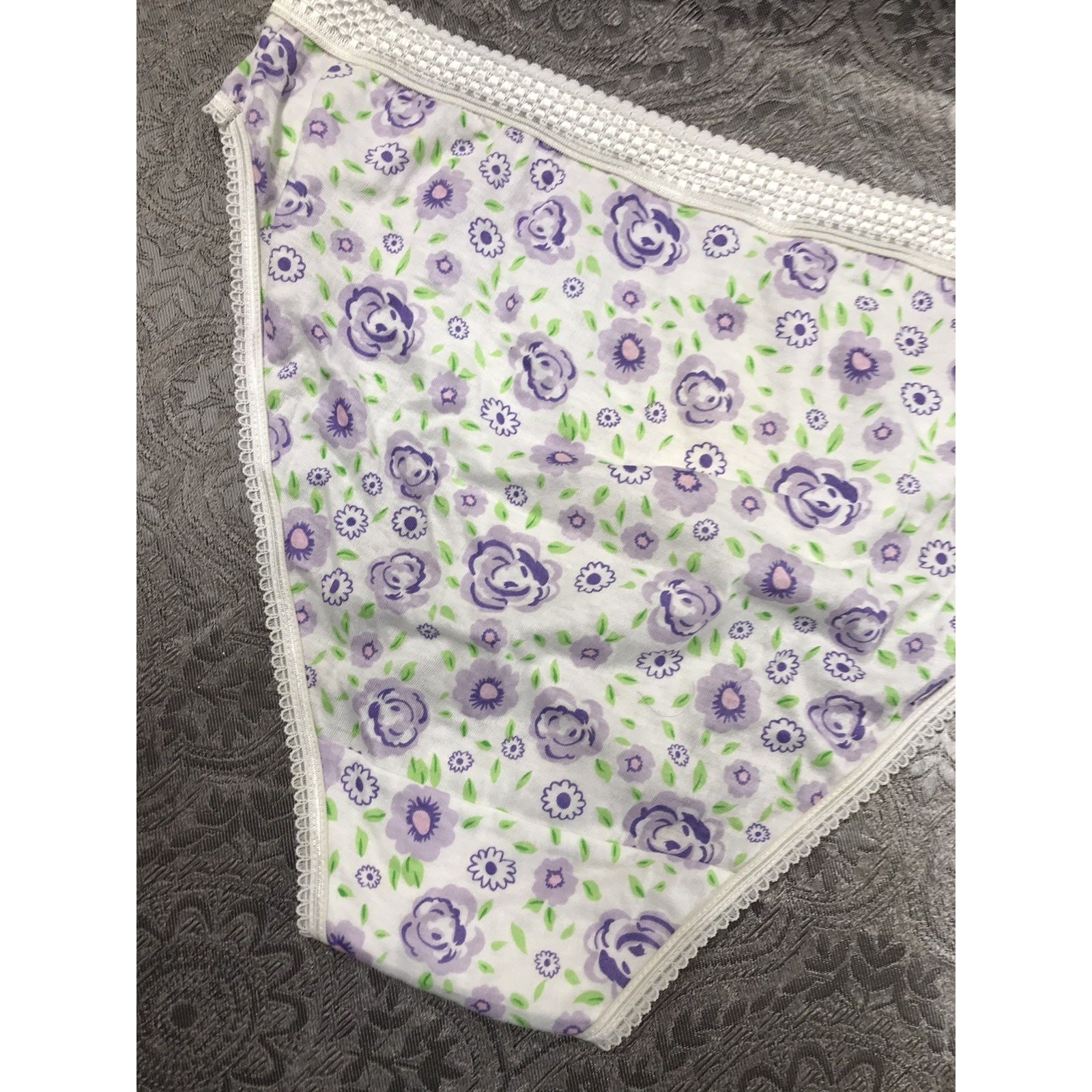 100% Floral Multicolor Cotton Panty Granny Brief High Waisted Size 9 Vintage