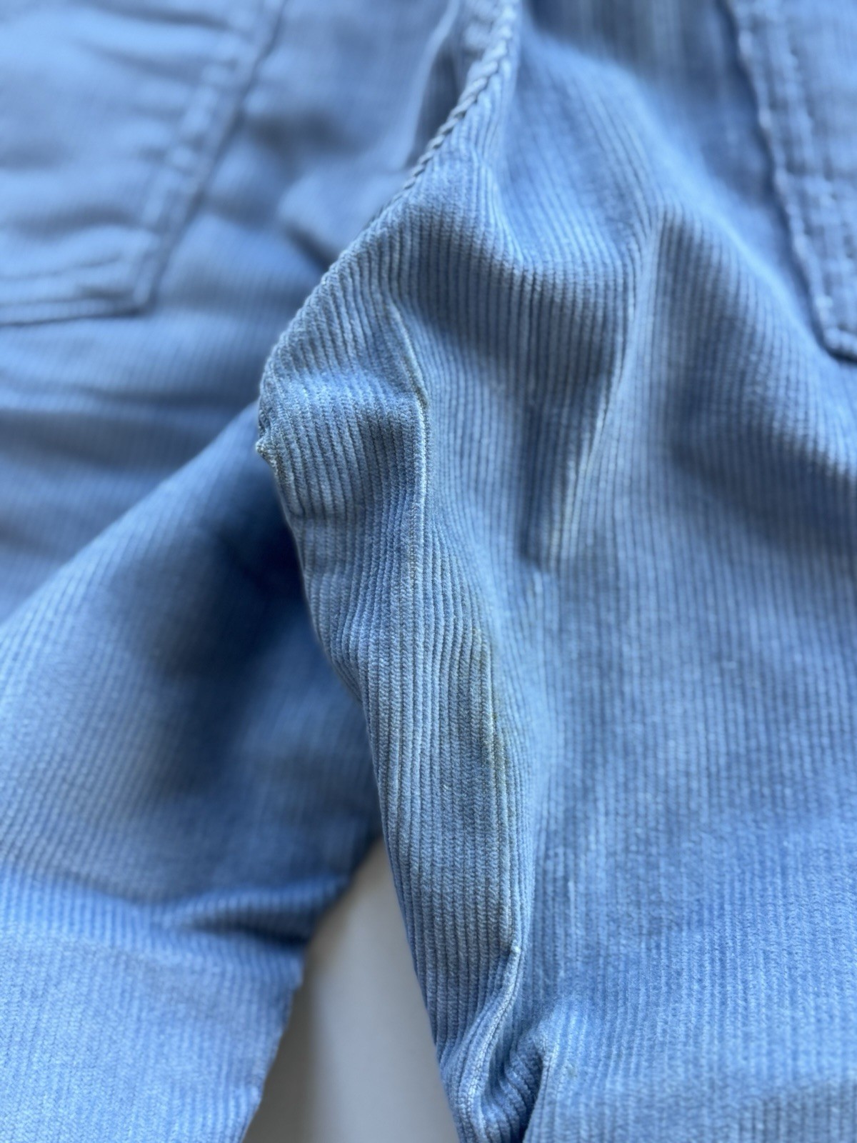 Vintage 70s 80s Levis 517 Corduroy Jeans Pants Cords Light Blue Zip USA 30 X 34