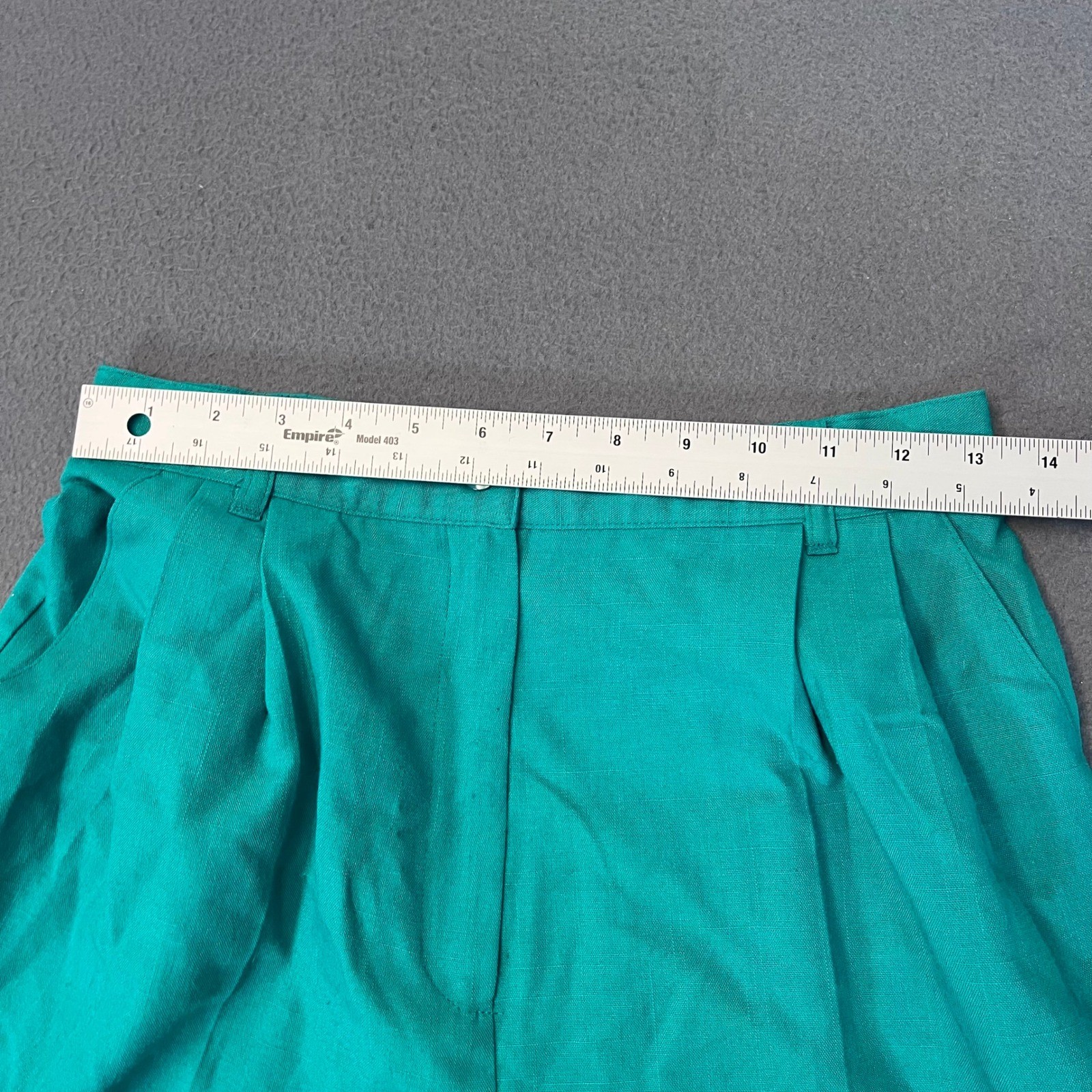 Sag Harbor Vintage High Waisted Pleated Shorts Teal Green 3763 Size 12P 26W 8″