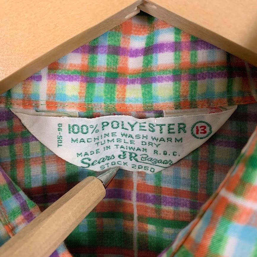 Vintage 70s Sears JR Bazaar Plaid Button Up Shirt Retro Preppy Women’s 13