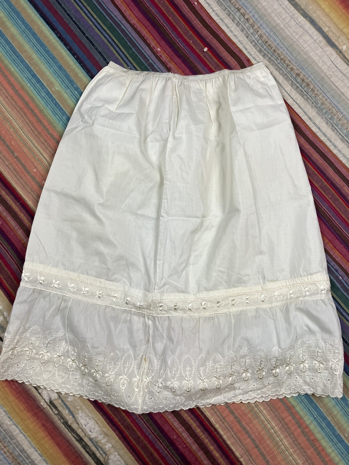 Vintage FIGURFIT 24-32” Poly Nylon LACE Hem lingerie slip 23” Length USA