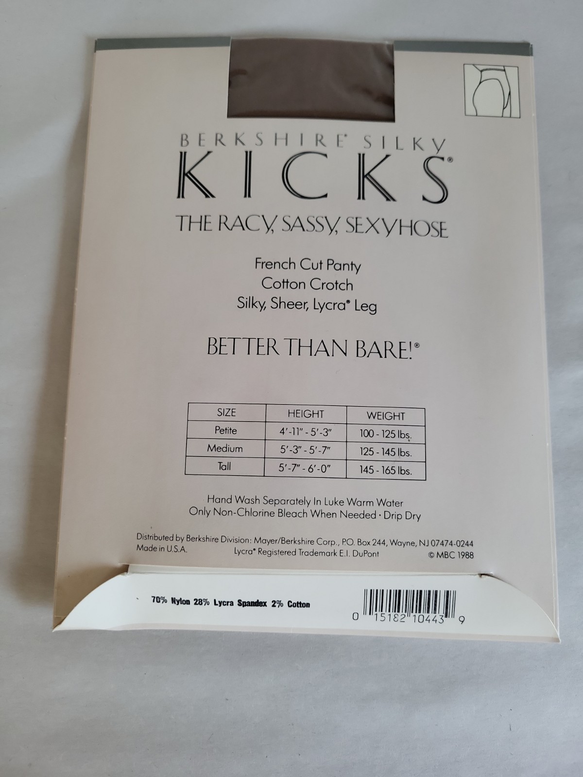 Berkshire Silky Kicks French Cut Panty Pale Taupe Pantyhose Vintage PETITE