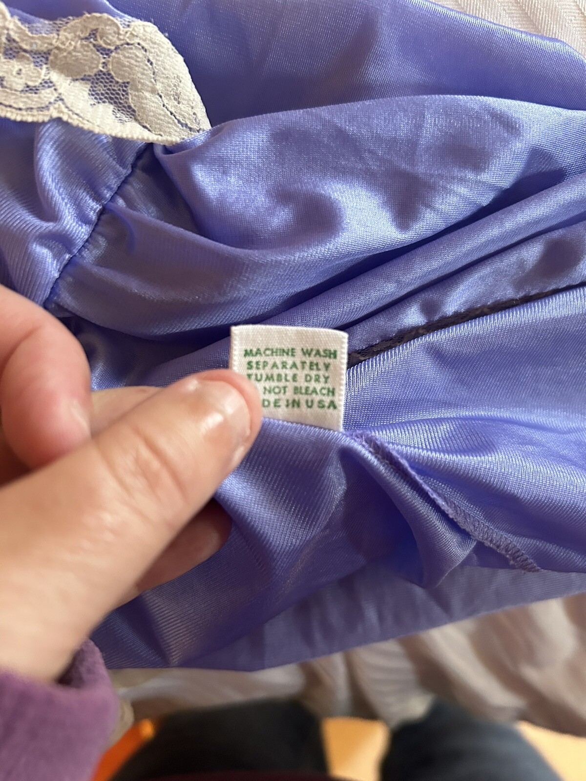 Vtg Papillon Paula Carbone Purple Satin Lace Nightgown Robe Peignoir Set 2pc