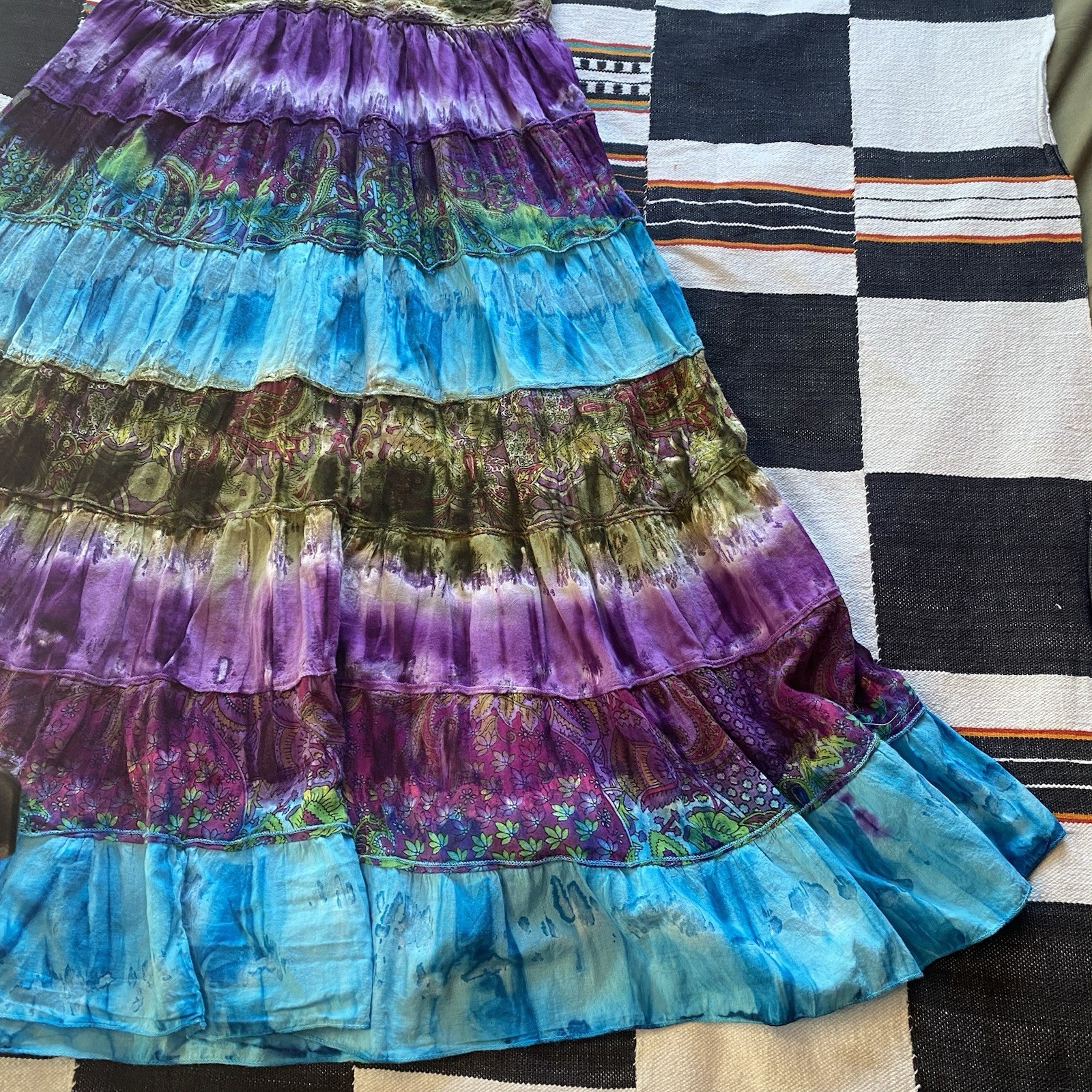 90’s/Y2K Sol Clothing Hippie Boho Tie Dye Cotton Summer Dress. Medium. Festival