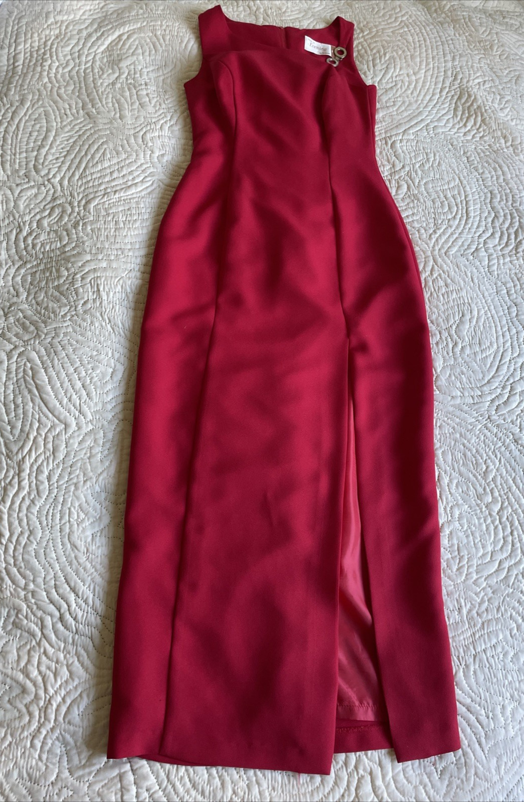 90s Minimalist Size AU 8 XS Red One Shoulder Silver Chain Evening Dress Y2K EUC
