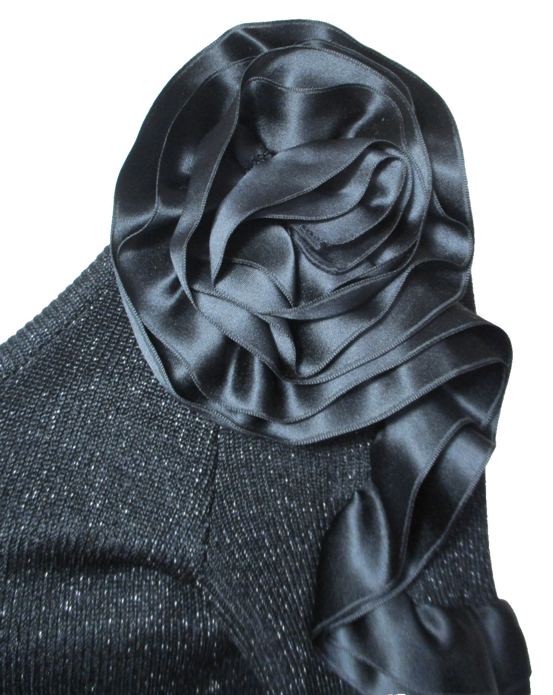 Vtg Carol Mignon Boutique Black Metallic Knit Dress 8 Women Embellished Sleeves