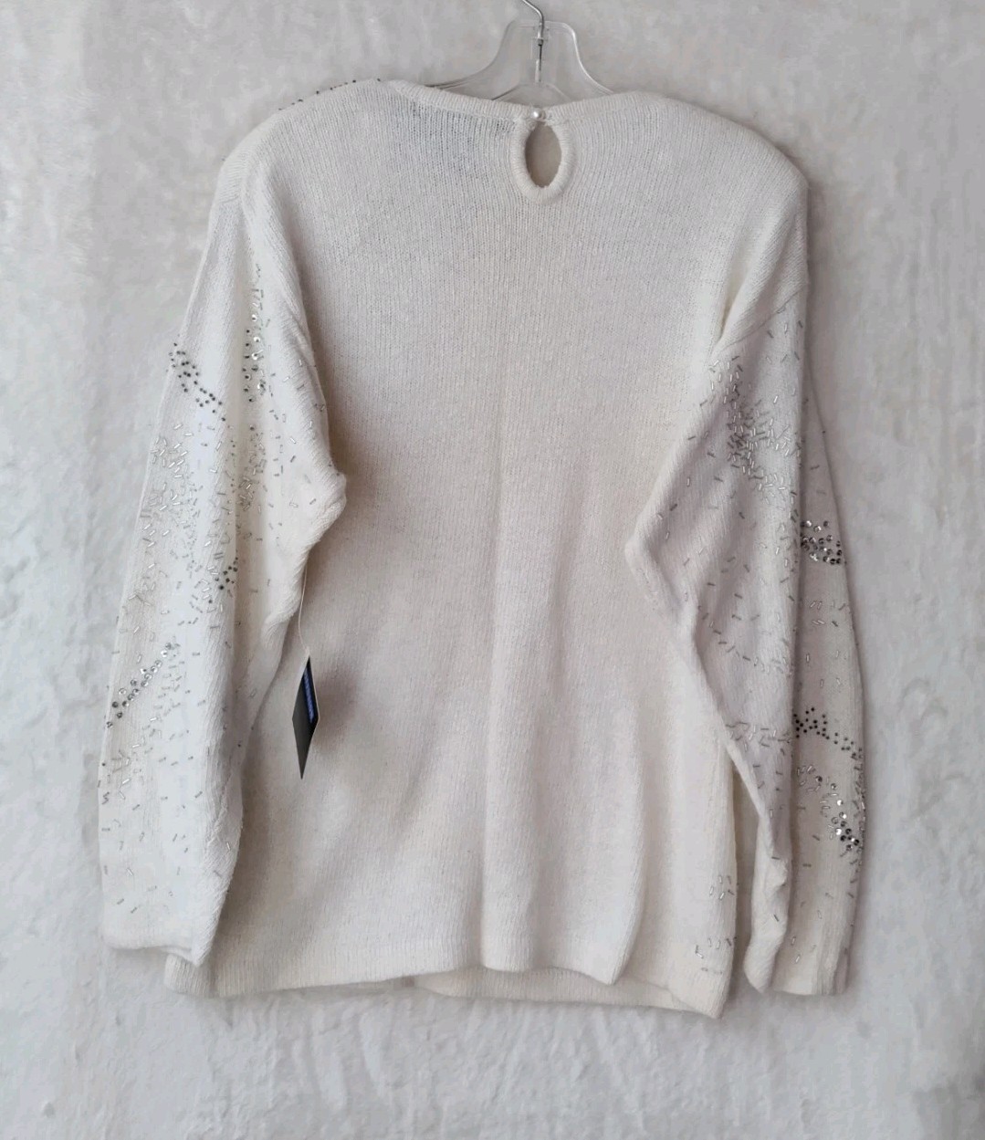 Vintage 90’s I.B. Diffusion Embellished Sweater Silk Blend Ivory Women’s Sz L