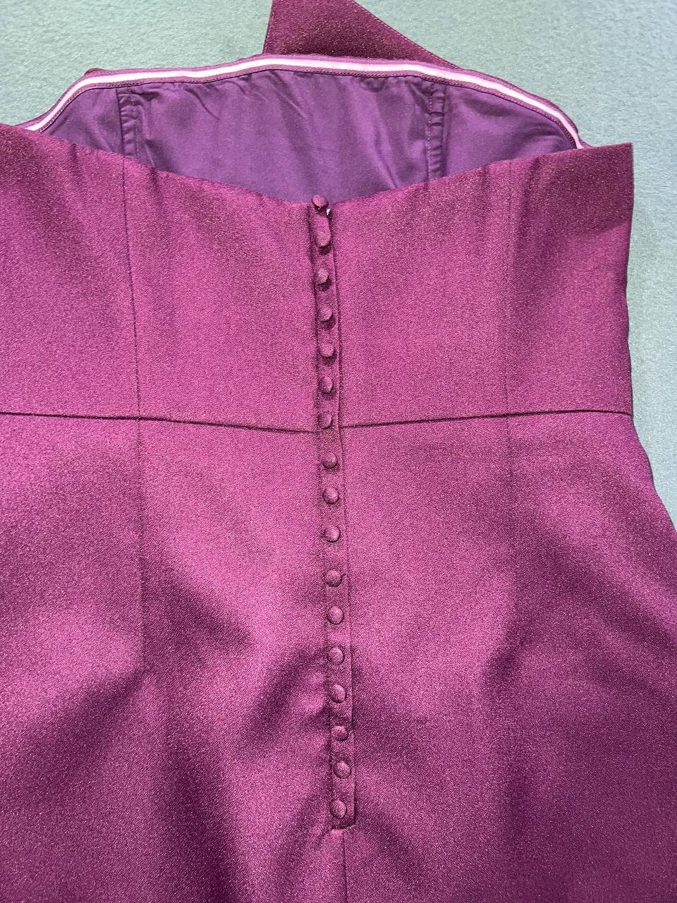Elliatt Reception Cascade Ruffle Strapless plum prom wedding Dress sz L A008654