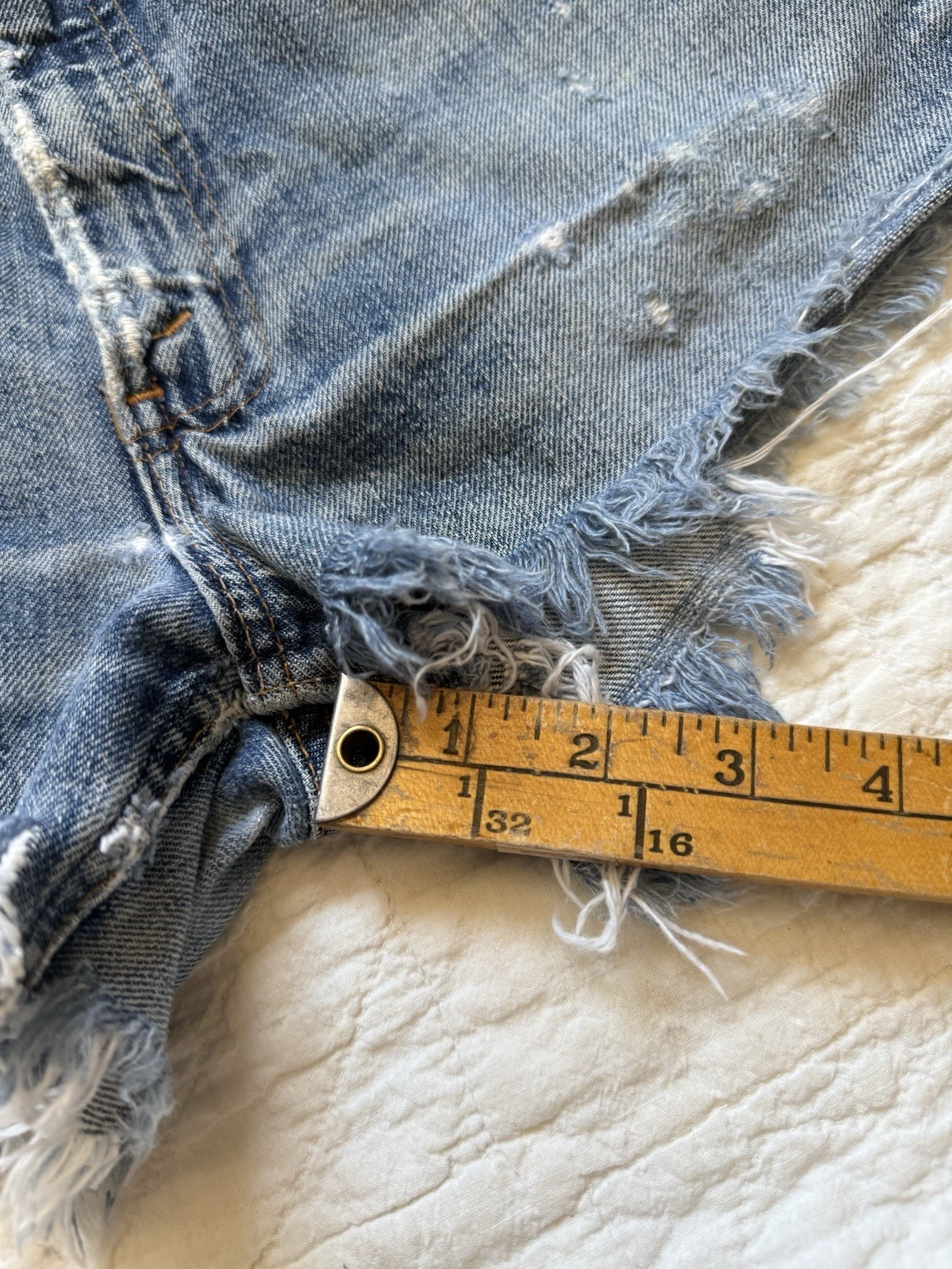 Vintage 1960s 1970s Levi’s Big E Orange Tab Cut Off Shorts Thrashed Size 28