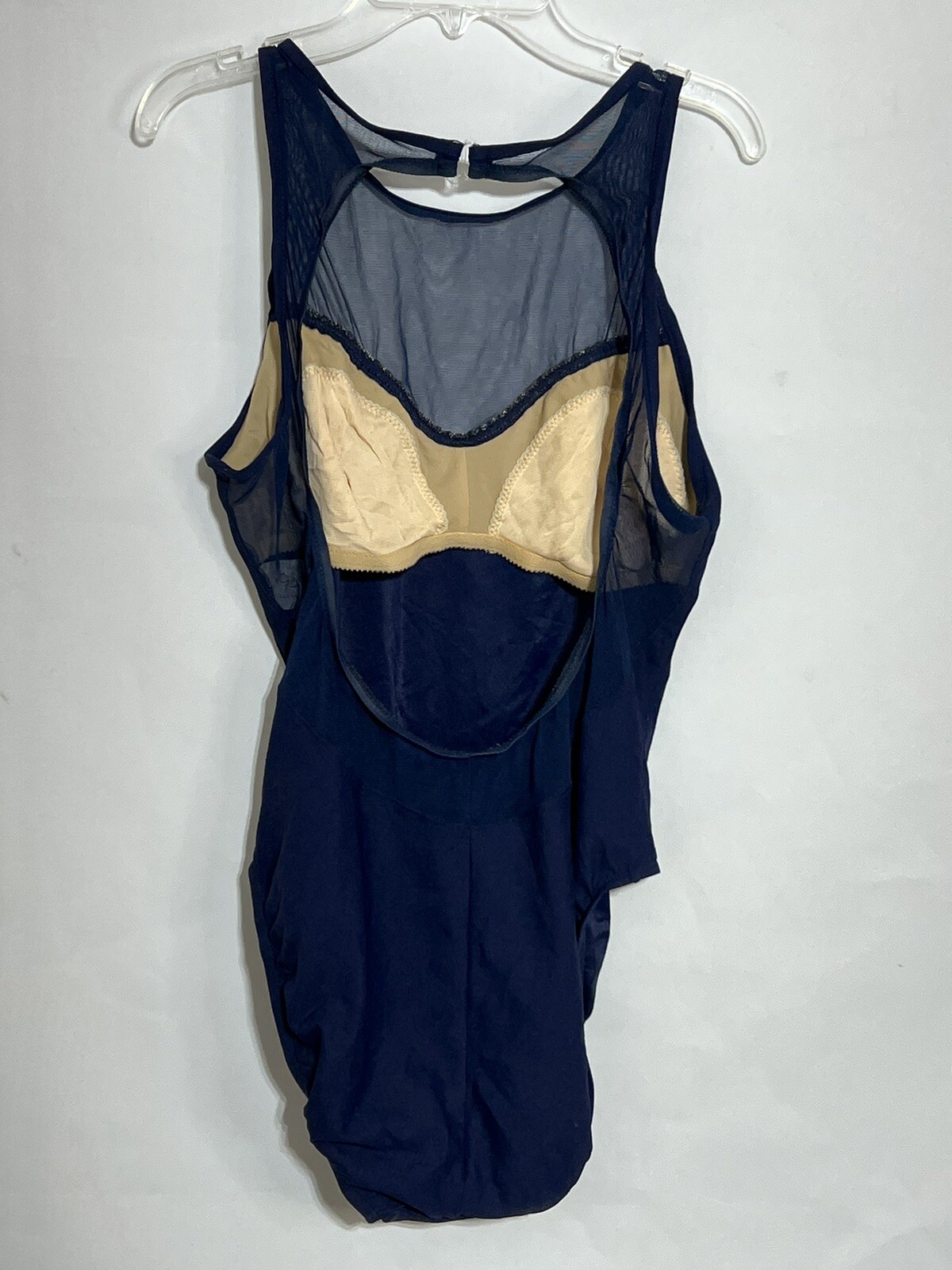 Vintage Kathy Ireland womens 13/14 Navy Blue mesh gold one piece swimsuit