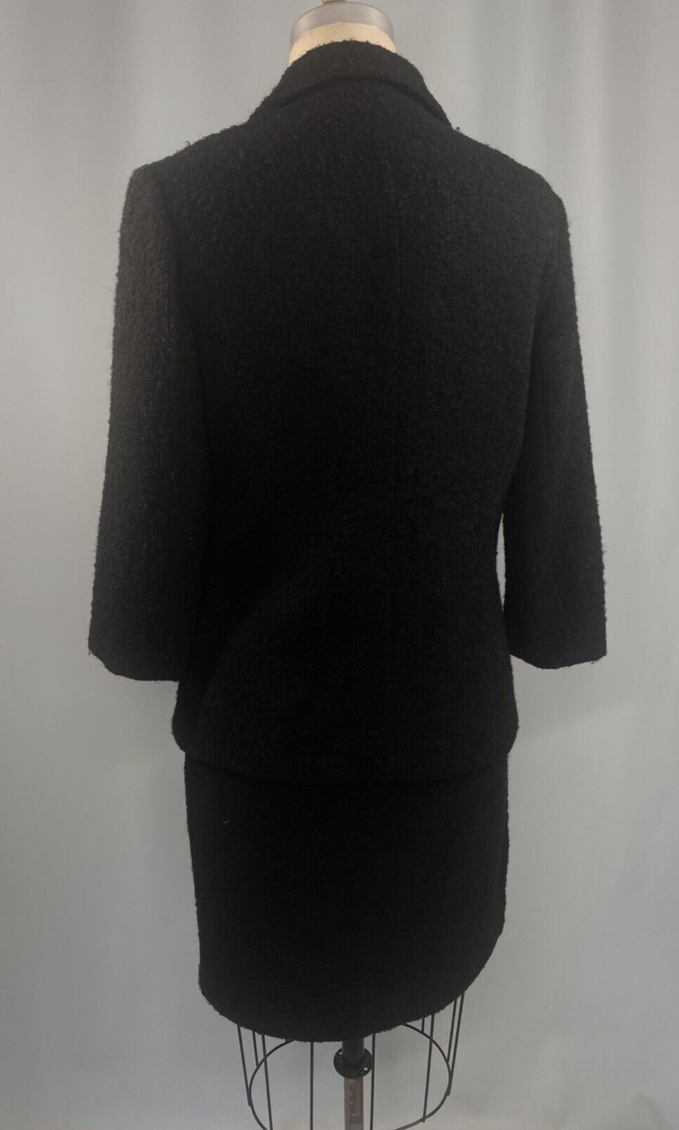 Vintage Boucle Wool suit SIZE SMALL black MYRON LOUIS BOSTON 60s retro pencil