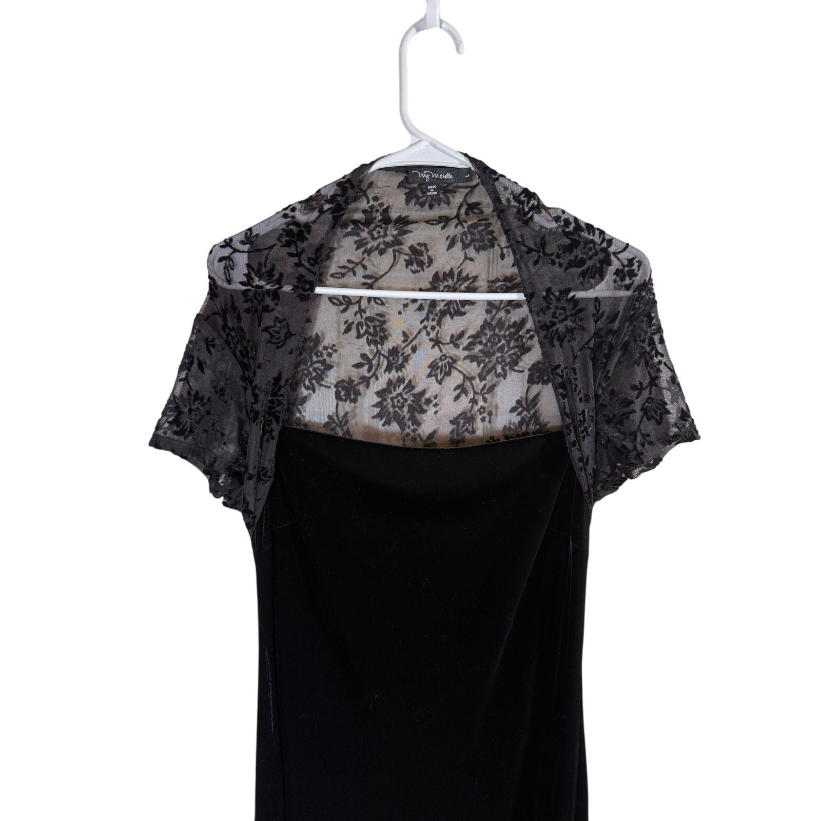 Vtg Y2K 90s My Michelle Black Burnout Velvet Maxi Dress Whimsigoth Fairy Grunge