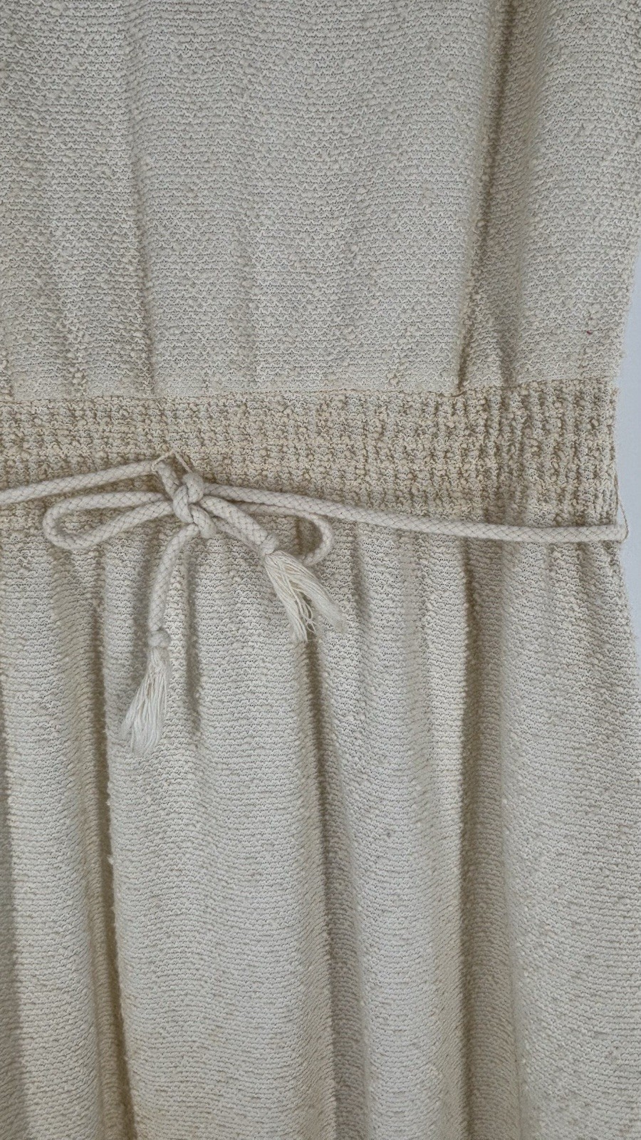 Vintage Jody T Of California Cream Midi Dress Textured Boucle Fabric V-Neck