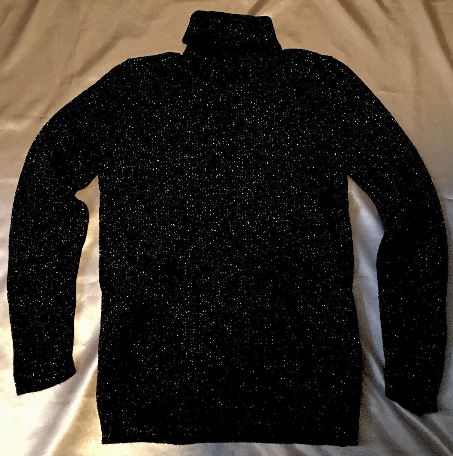 Vtg Jantzen Acrylic Color Metallic Sparkle Turtleneck Zip Up Sweater M