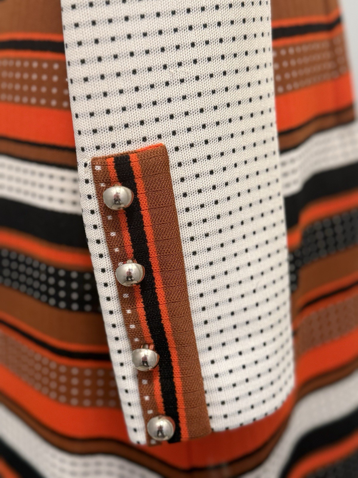 VTG Women’s Multi-Color Polka Dot Stripe Mod Pattern A Line Midi Dress Sz M