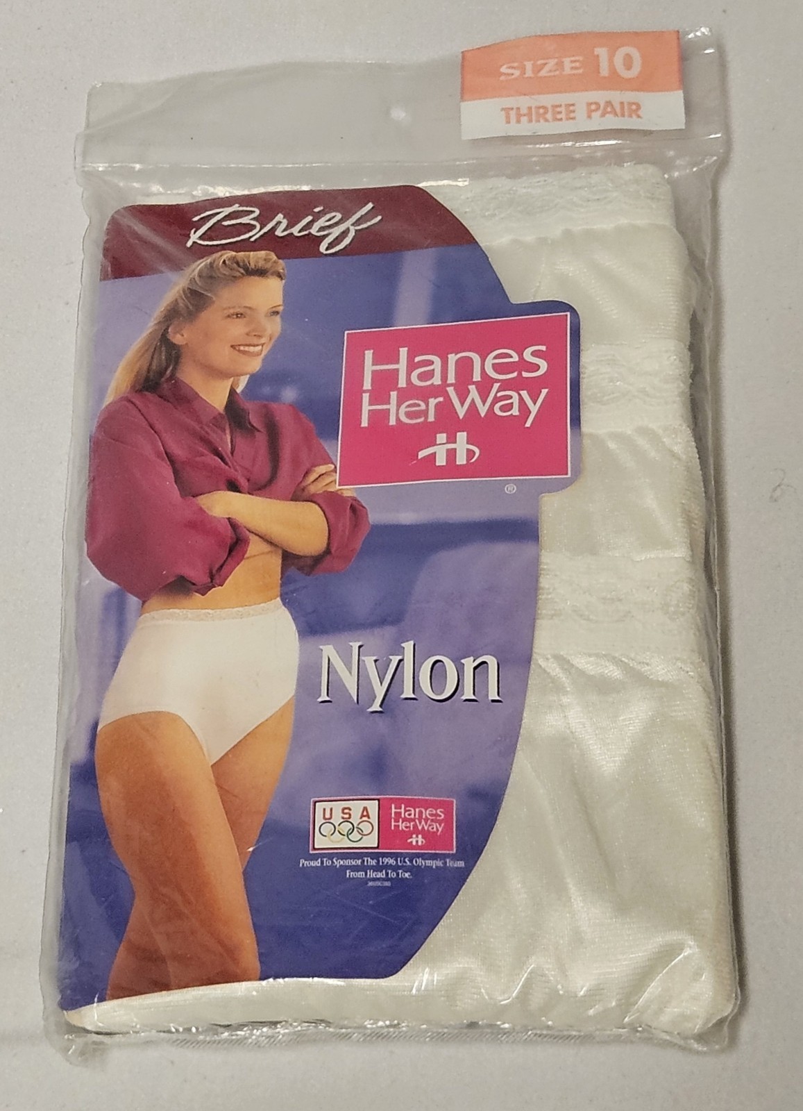 Vintage 1995 Hanes Her Way 3 Pair Nylon Panties Briefs Size 10