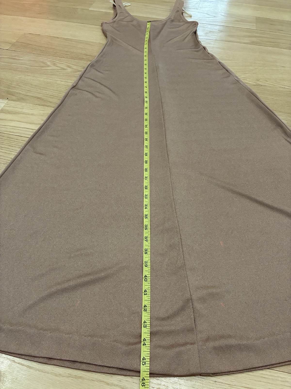 Vintage Tan/Beige Maxi Dress 1970s/Early 80s Boho Indie Sleeveless Fit & Flare