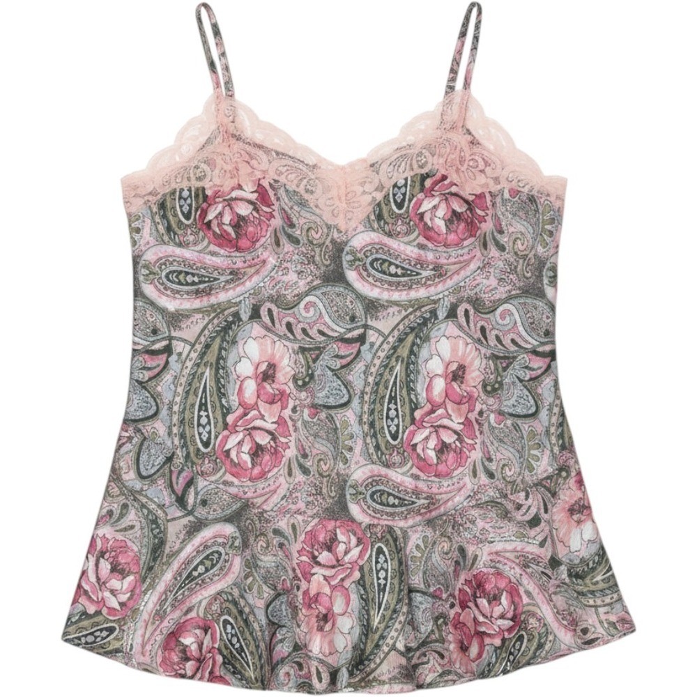 90s Vintage Victorias Secret Pink Paisley Floral Gold Label Medium