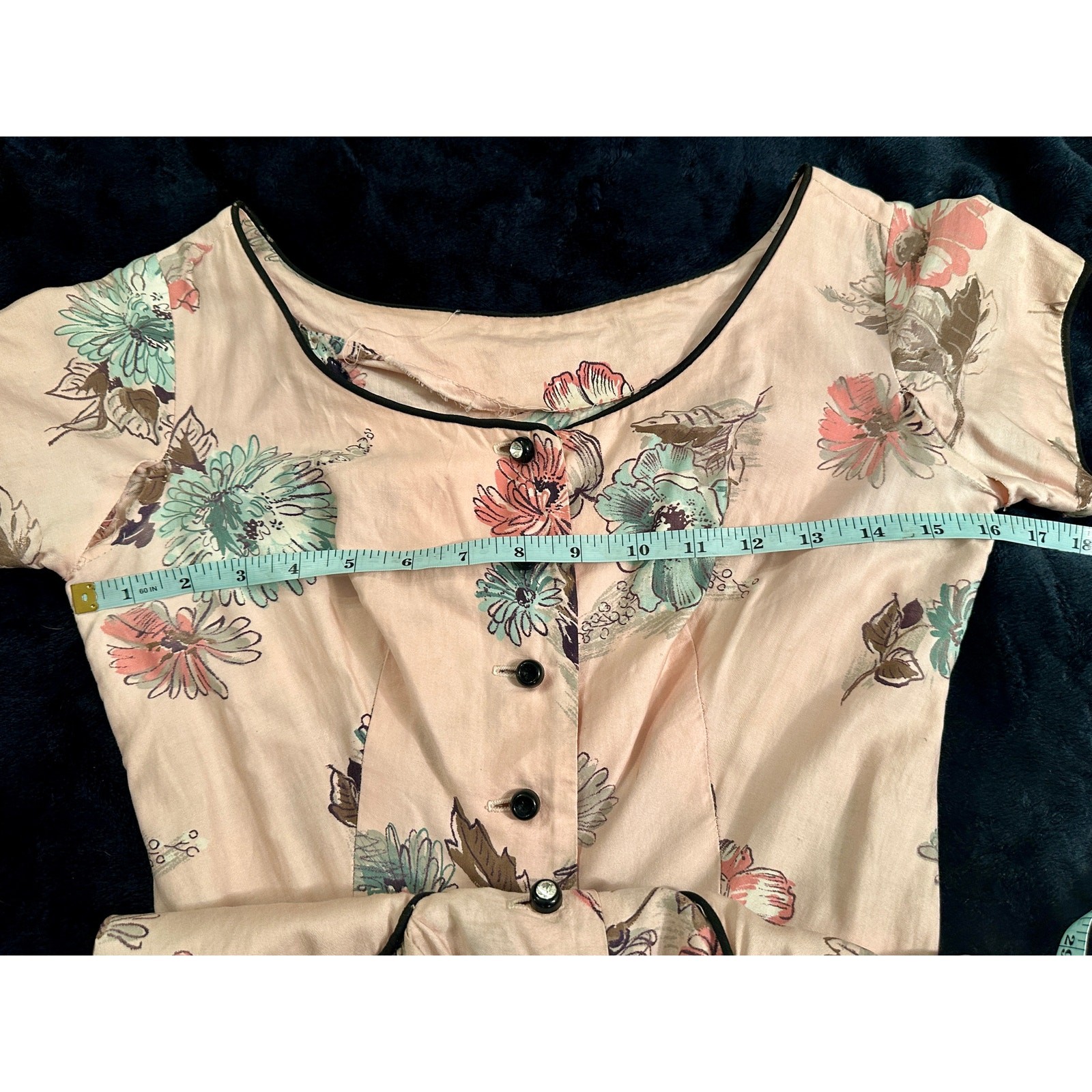VINTAGE 40’s 50’s CUSTOM NEW LOOK SHIRTWAIST COTTON FLORAL DRESS