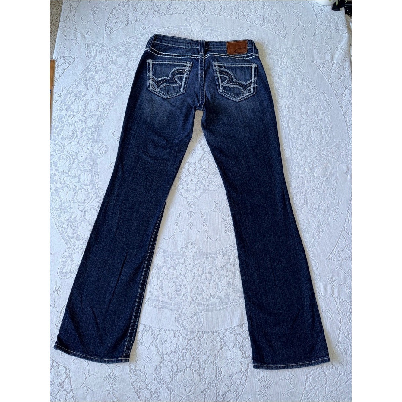 Big Star Maddie Boot Mid Rise Fit Jeans Size 28L Thick Stitch Distressed Y2K