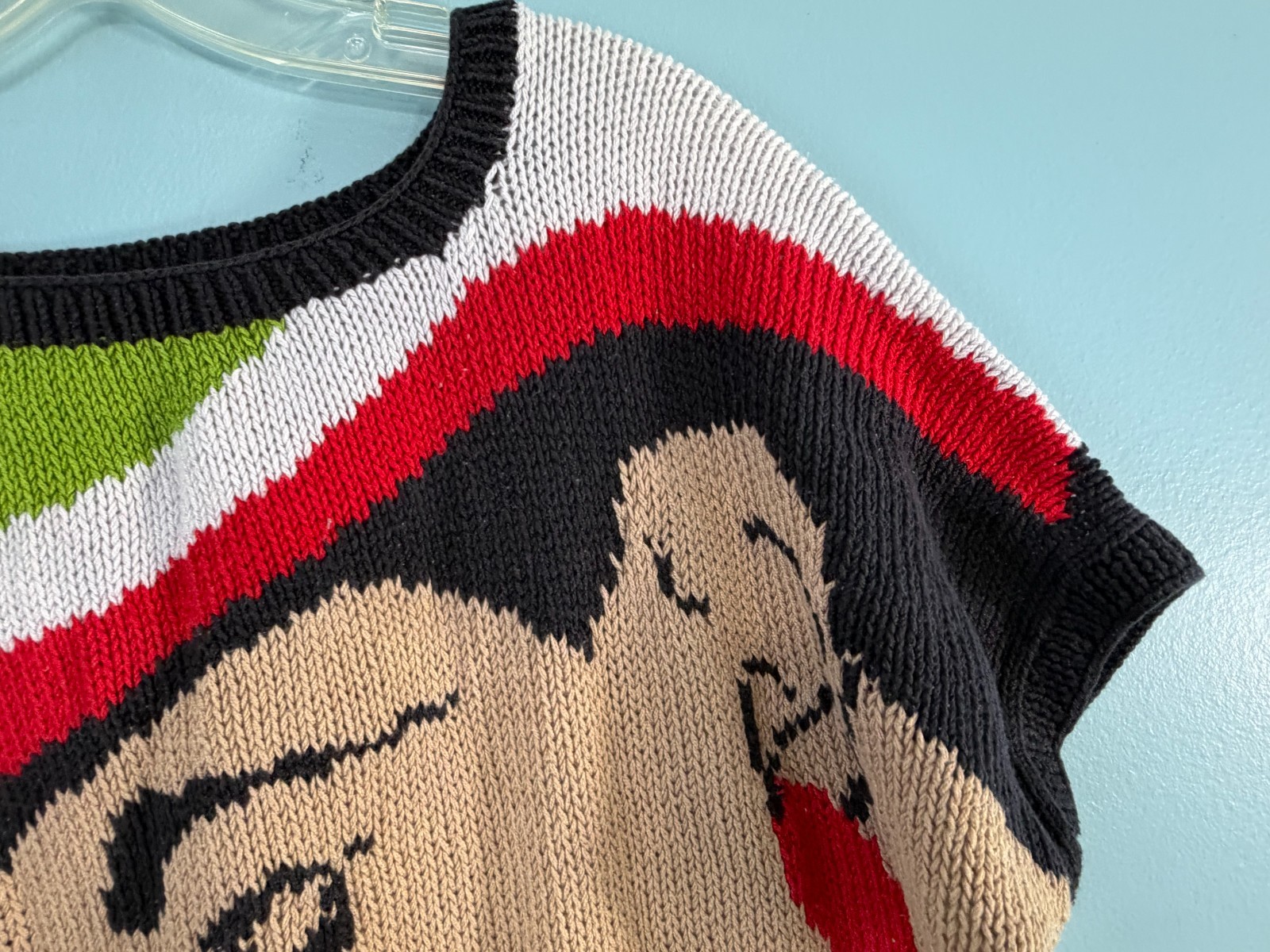 Vintage 80s 90s Handmade Sweater with Face – No Tag See Details for Measurements
