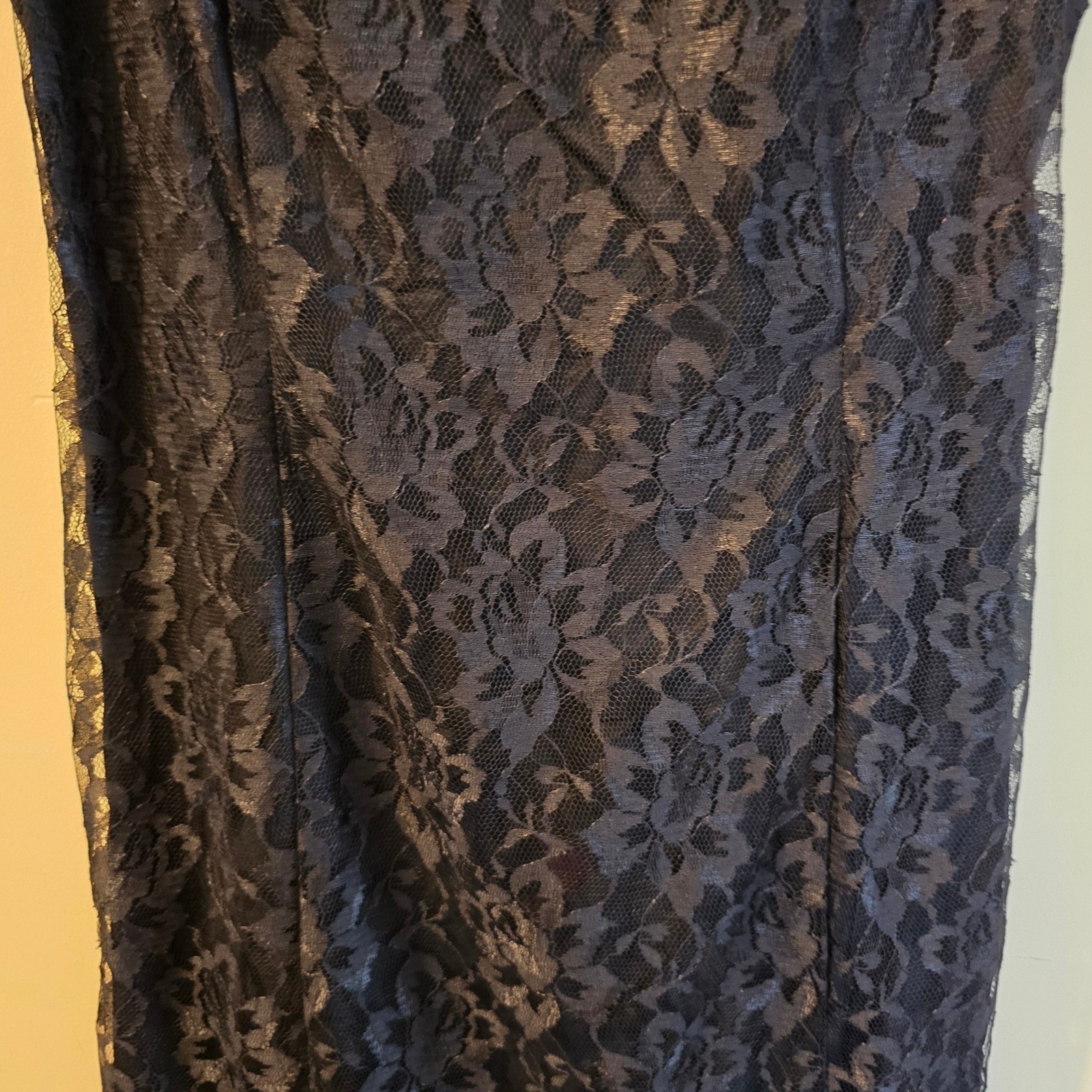 L.A. Glo Vintage 90s goth Black Lace Scalloped Mini Dress Whimsigoth Size 9/10