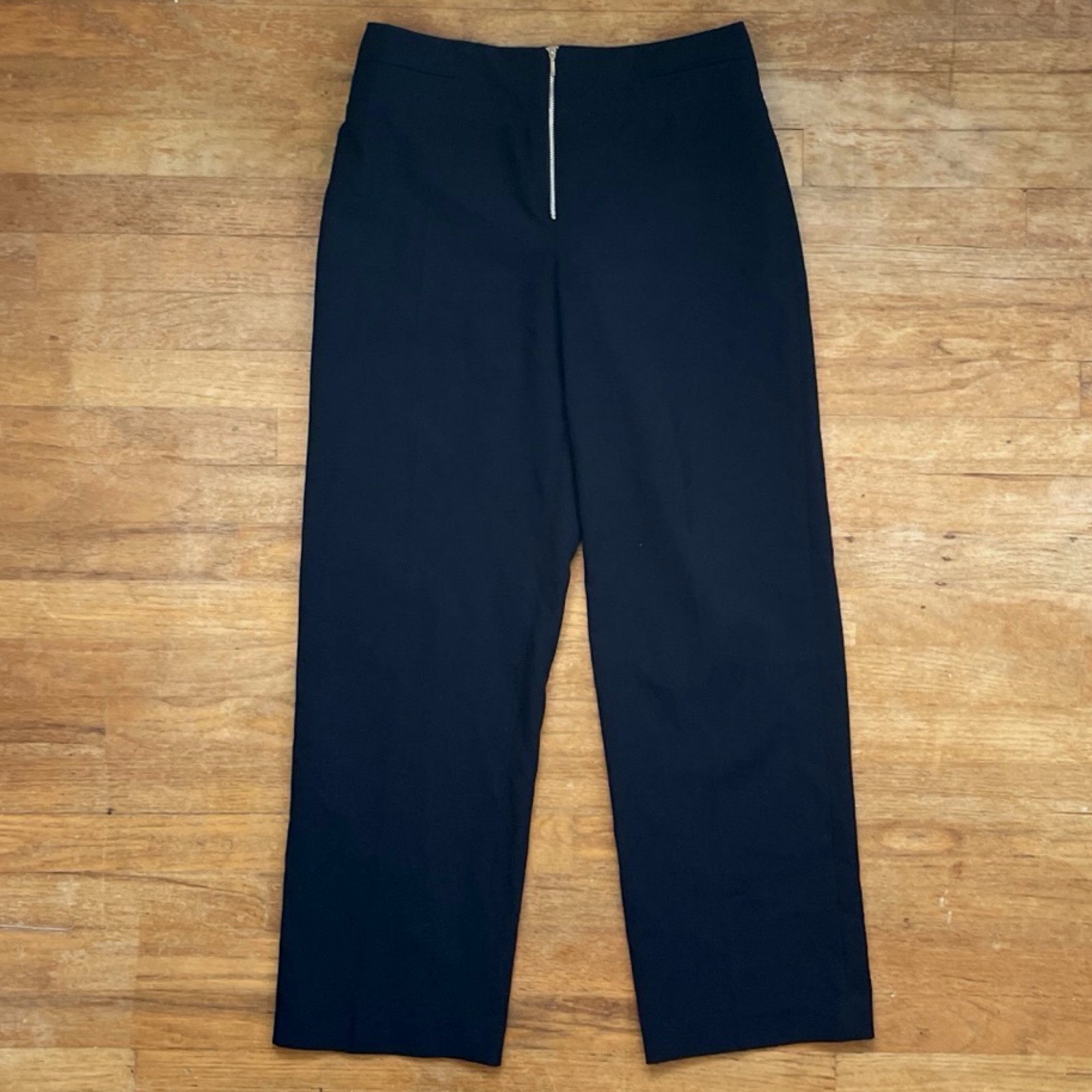 Vintage Black Pants Size Medium 30″ Waist 90s Woven Polyester Trousers