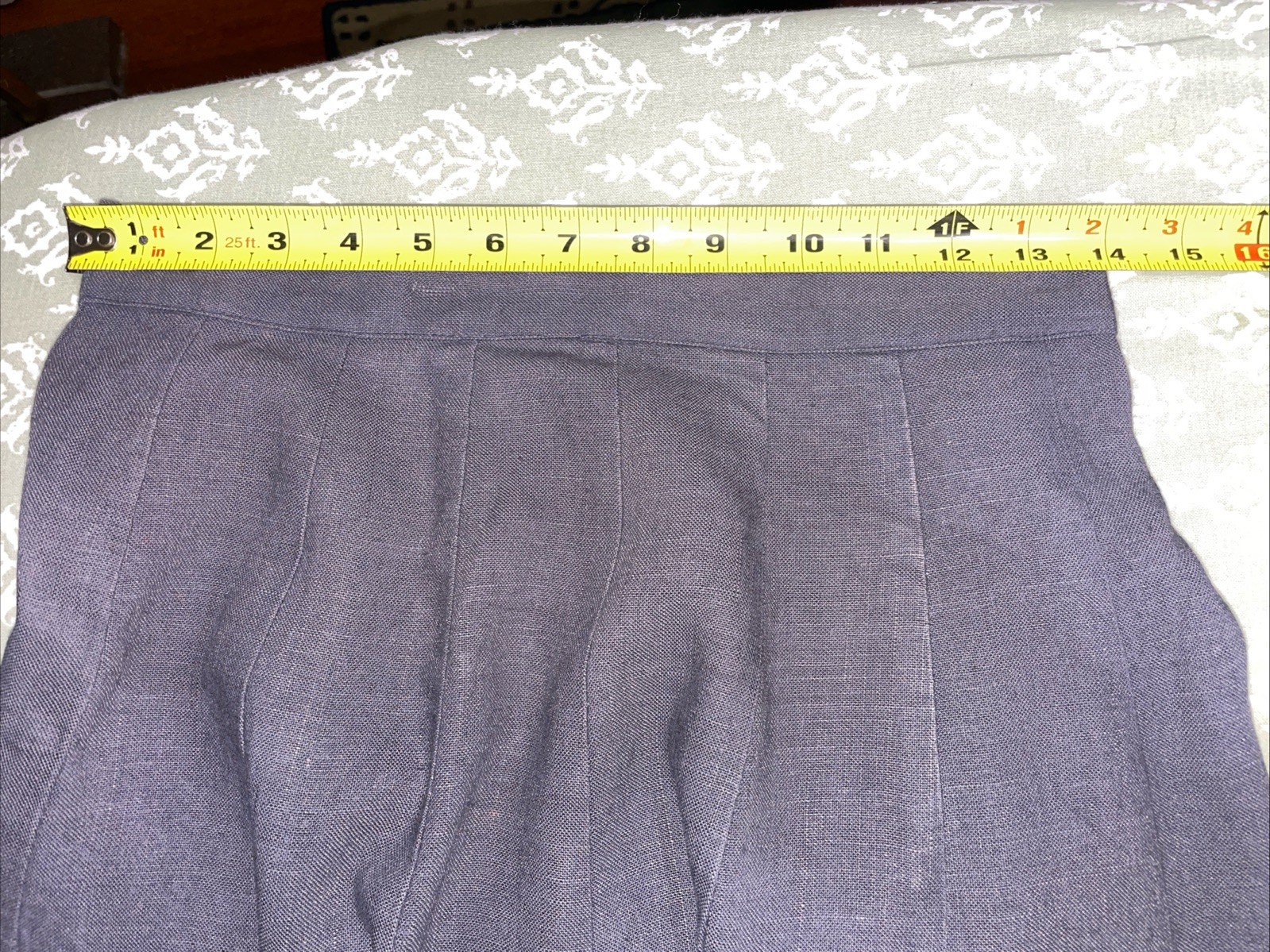 Vintage 50s Mid Century Gray Linen 16 Panel A-Line Rockabilly Skirt Size 28w