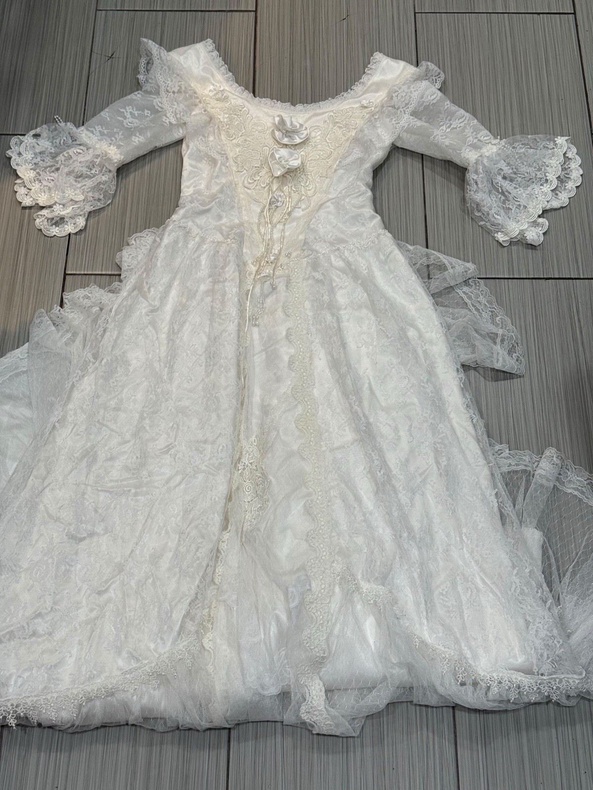 Vintage 70s 80s Susan Lane Country Wedding Dress, Lace Size 10 (Fits Modern 2/4)