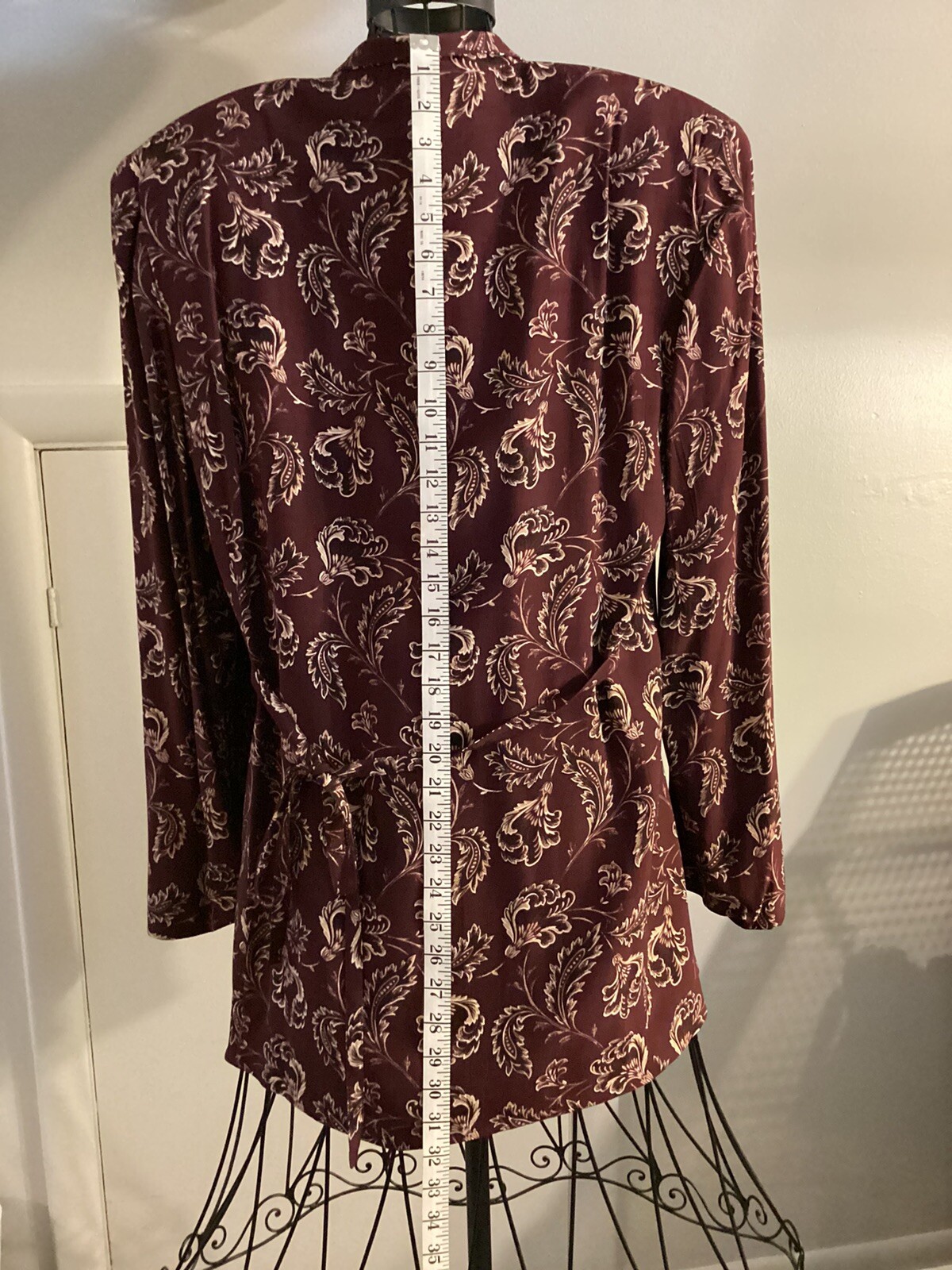 Vintage 2 Piece Women’s Suit Rena Rowan For Seville Sz 12 Burgundy Solid & Print