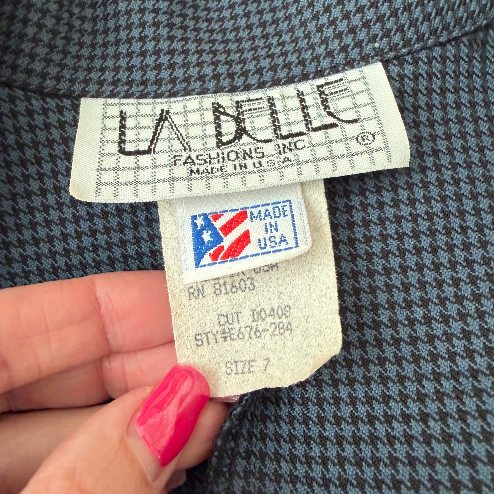 Vintage 1940s La Belle Fashions Inc. Checkered Blazer Size 7 Made in USA