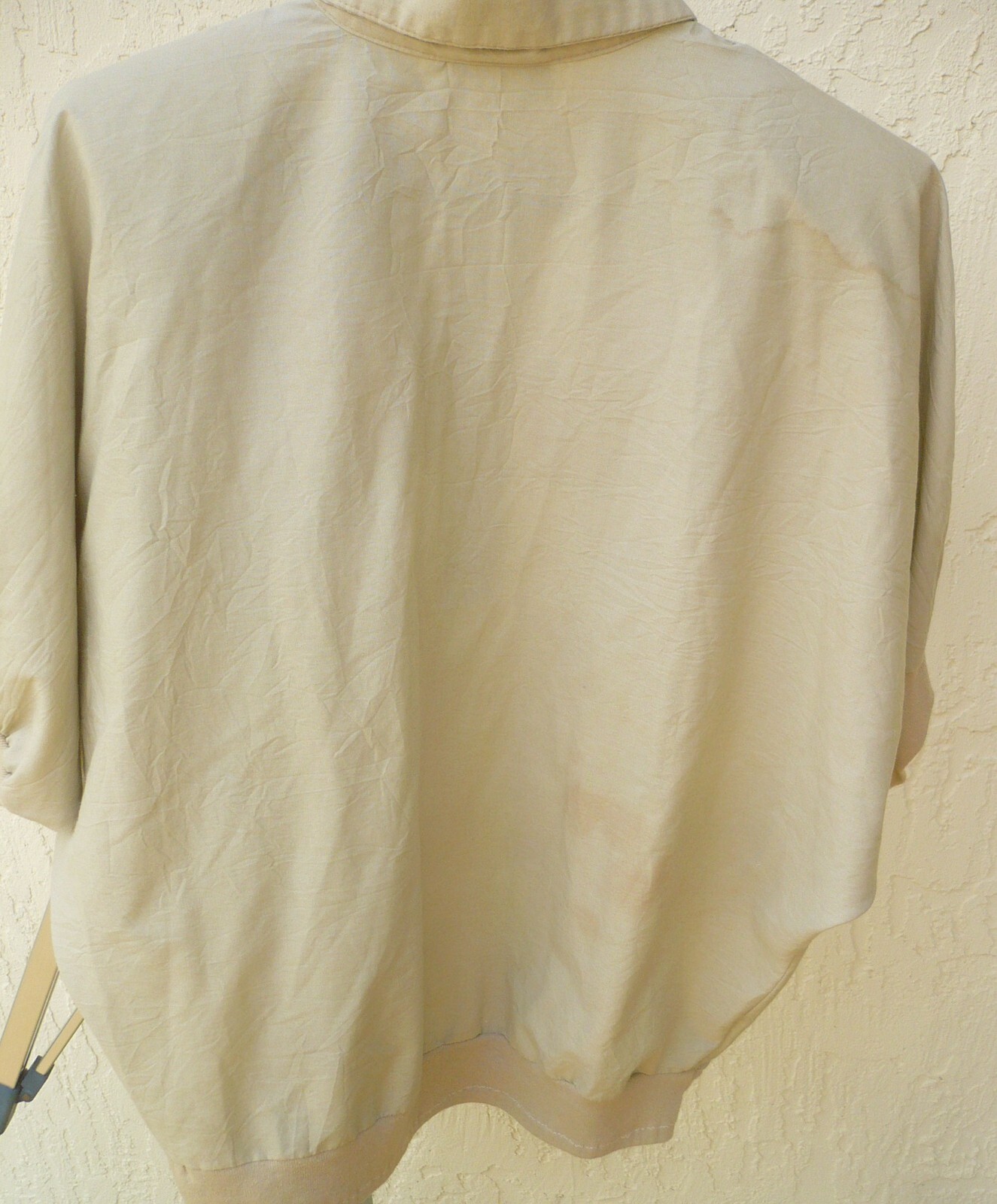 VTG 80S 90S DISCO PAINTED PAISLEY BIG RHINESTONE GOLD SPARKLE KHAKI SHIRT BLOUSE