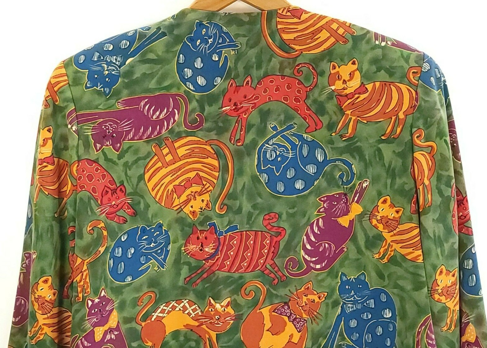 Vintage Patchington Jacket Blazer Women’s Small Multicolor Whimsical Cat Print